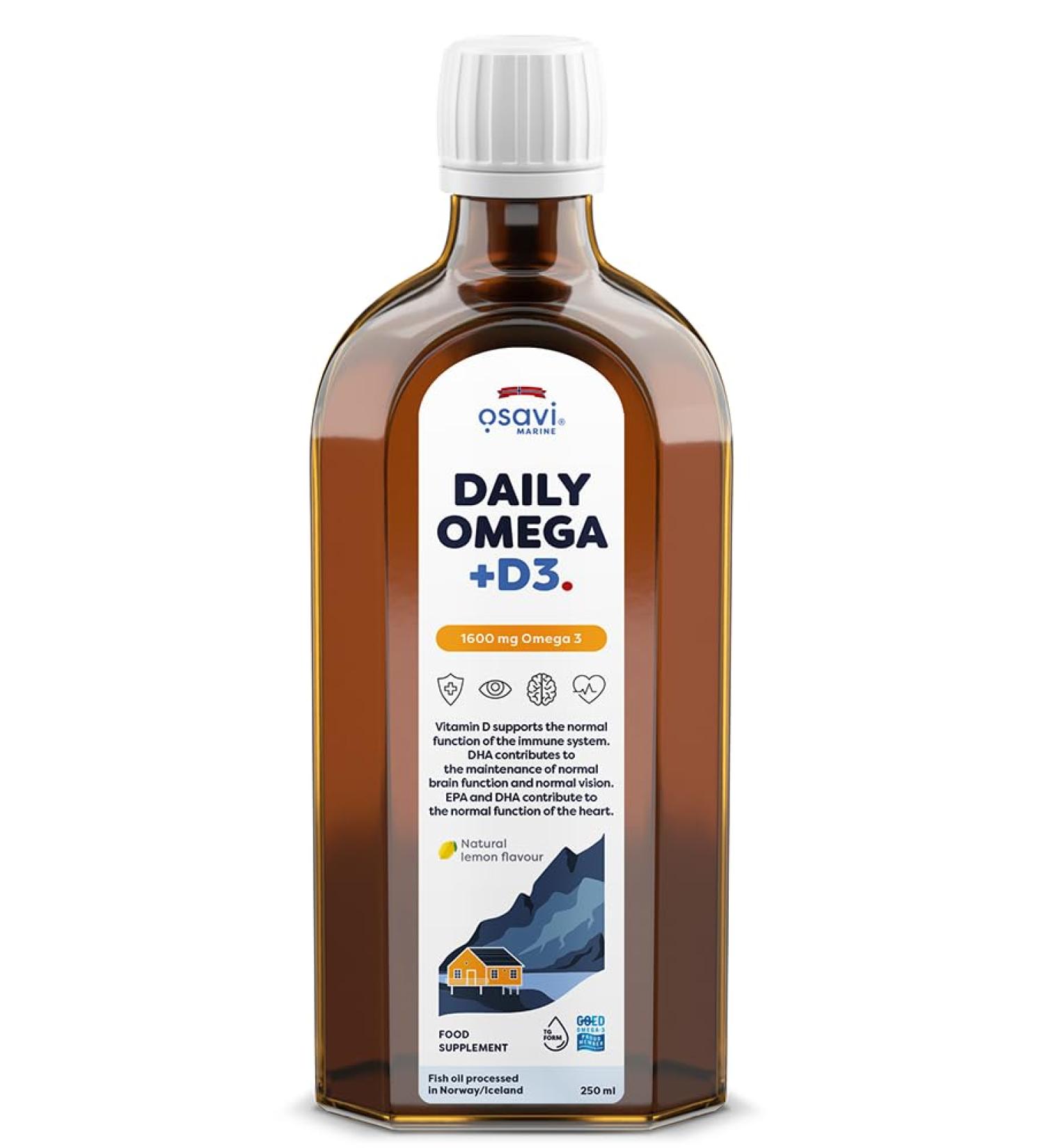  OSAVI Osavi Daily Omega + D3 1600mg Omega 3 (Natural Lemon) - 250 ml. - Buy Online on GoSupps.com