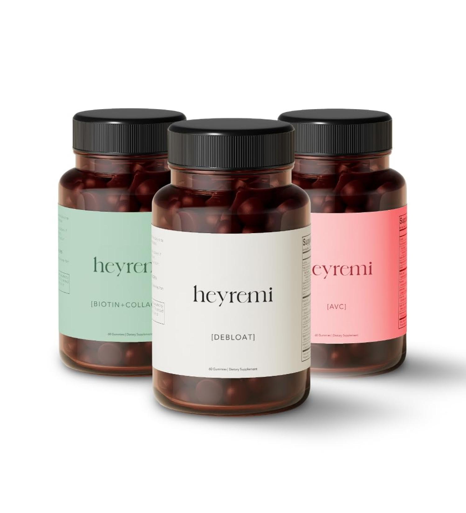 heyremi Complete Wellness Trio: Debloat + Biotin Collagen + Apple Cider Vinegar Gummies | Daily Herbal & Nutritional Support | Sugar-Free Vegan Non-GMO Formula Bundle (180 Count) - Buy Online on GoSupps.com