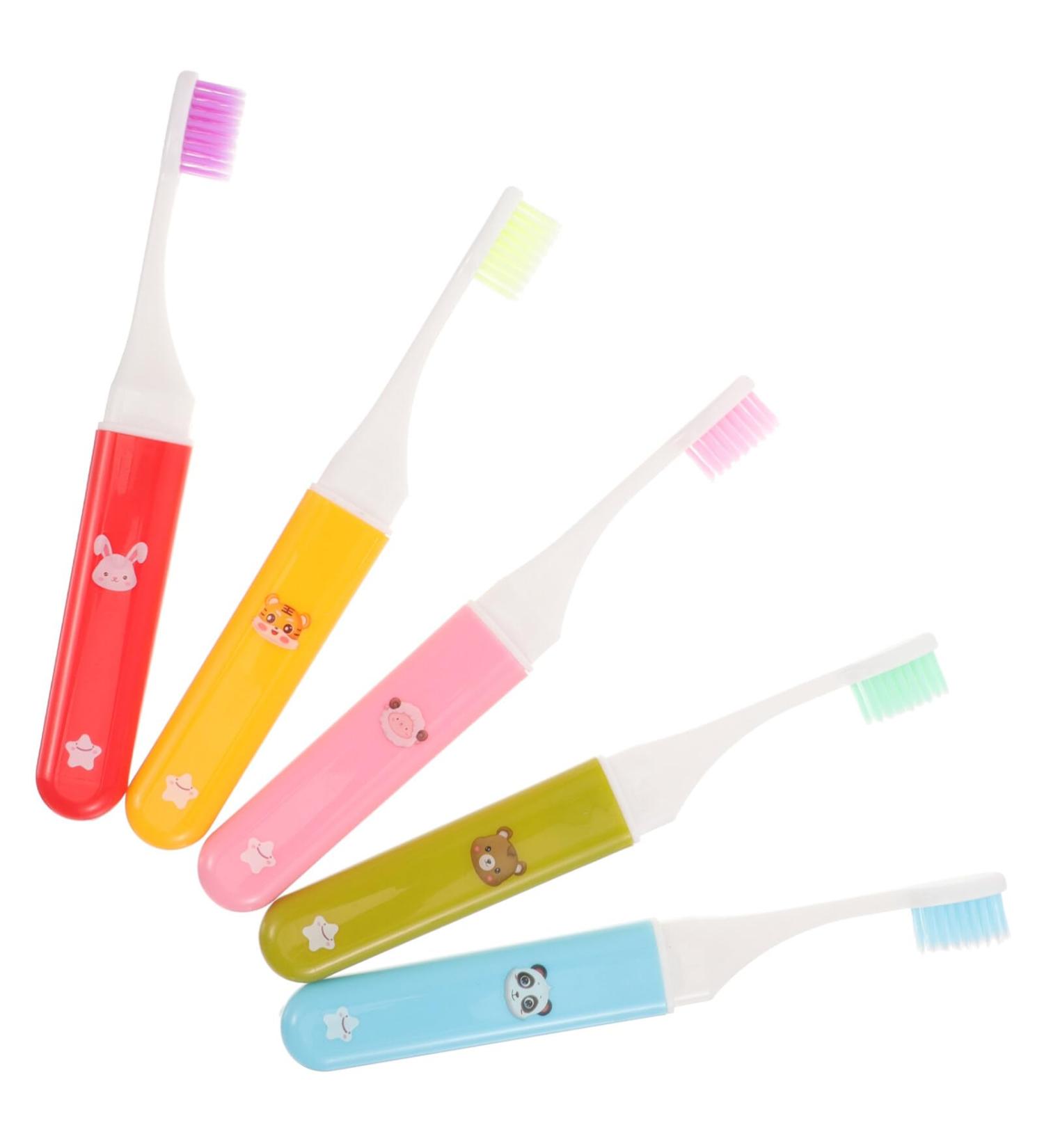 Lurrose Toothbrushes 5 Pack Travel Folding Toothbrush Mini Travel Size Travel Camping Home Travel Toothbrush