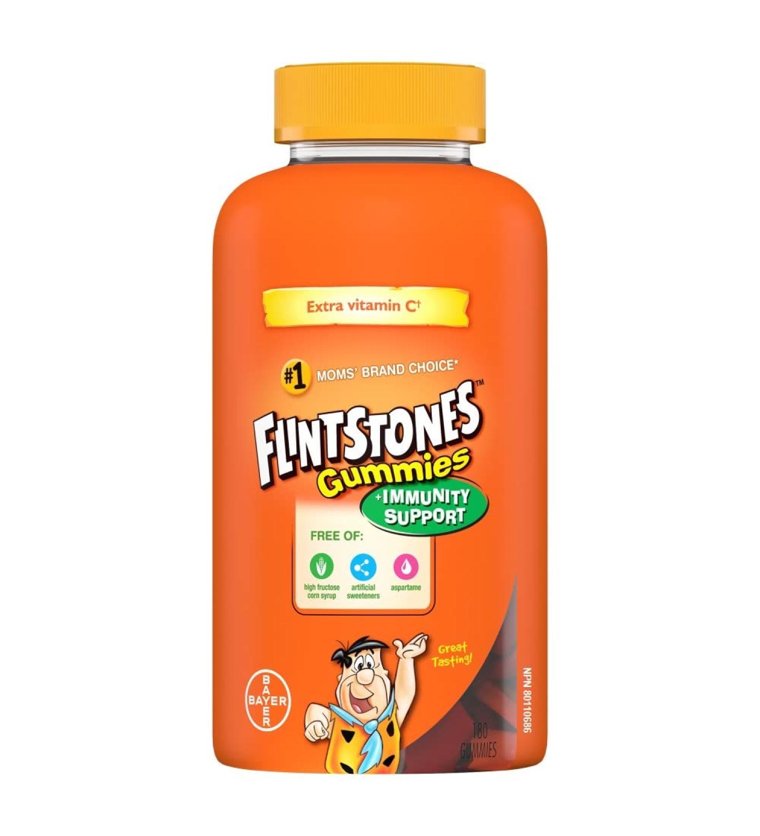 FLINTSTONES Kids Multivitamin Gummies Plus Immunity Support- Multivitamins for Kids Kids Gummy With Zinc and Extra Vitamin C Free of Artificial Sweeteners Free of Aspartame Free of Synthetic FD&C Dyes 180 Gummies - Buy Online on GoSupps.com