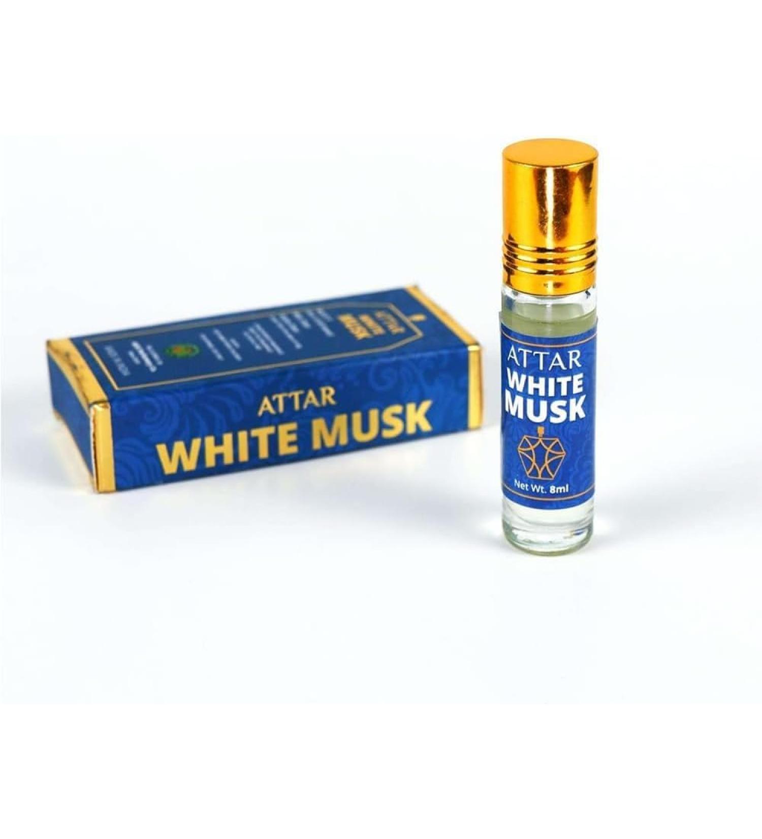 Natural Perfume Oil White Musk Long Lasting Fragrance Attar With Easy Apply Roll On For Men And Women - 8 ML (Pack Of 1)