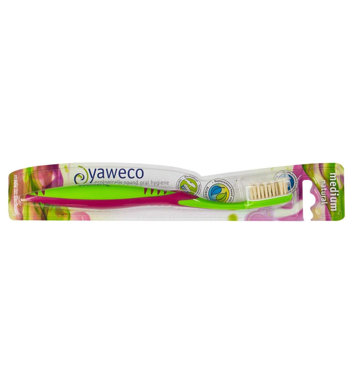 Yaweco Eco Toothbrush Nature Medium - Eco-Friendly Assorted Colors for Sustainable Oral Care - Buy Online on GoSupps.com