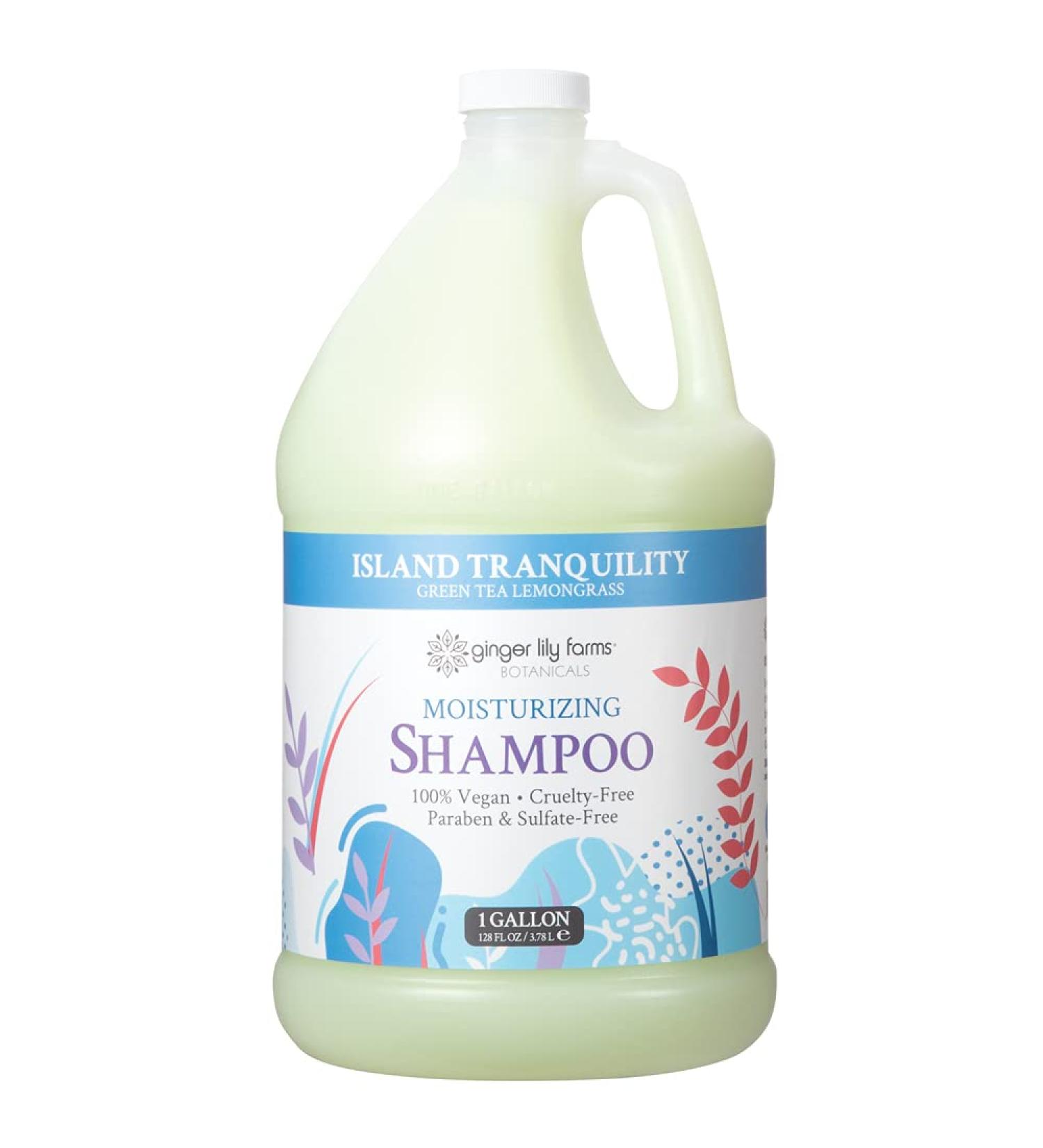 Ginger Lily Farms Botanicals Moisturizing Shampoo - Island Tranquility, 100% Vegan, Cruelty-Free, Green Tea Lemongrass Scent - 1 Gallon Refill - Buy Online on GoSupps.com