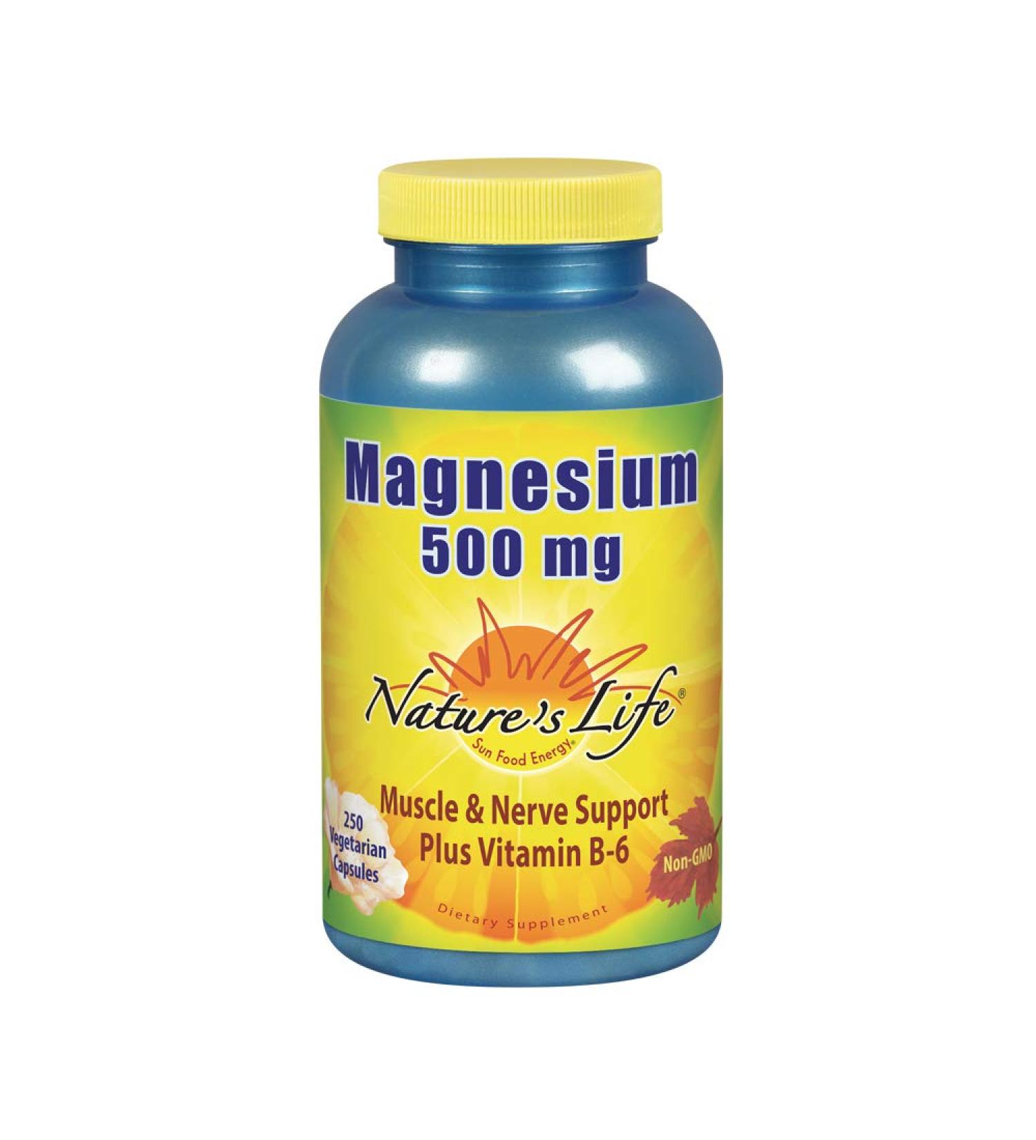 Nature's Life Magnesium 500 mg - 250 Vegetarian Capsules for Optimal Health - Buy Online on GoSupps.com