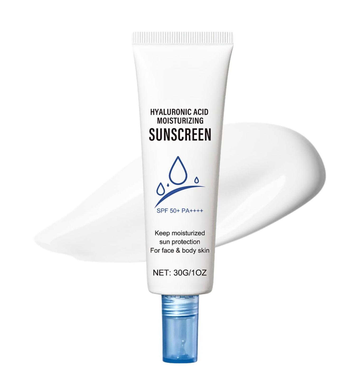 Hyaluronic Acid Sunscreen SPF 50+ PA+++ Sun Cream SPF 50 Face Sunscreen SPF 50 High Protection Face Sun Cream Moisturizing Refreshing Travel Size Sun Cream Against Sunburn Non-Greasy - Buy Online on GoSupps.com
