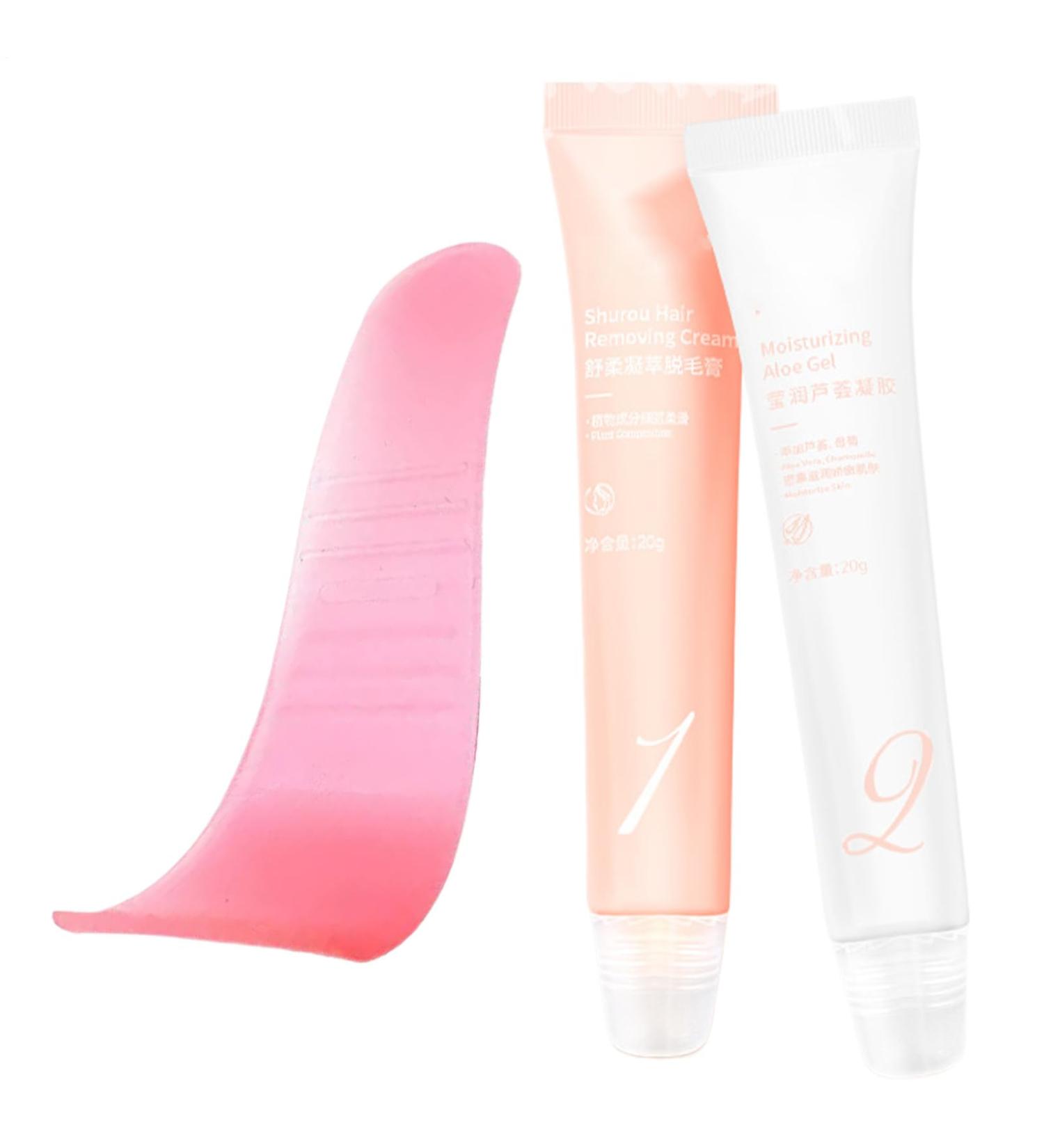 Facial Hair Removal Cream - Lip Hair Removal Cream | Hair Removal Lotion Kit with Spatula Soft Skin Care for Women at Home or in the Shower - Buy Online on GoSupps.com