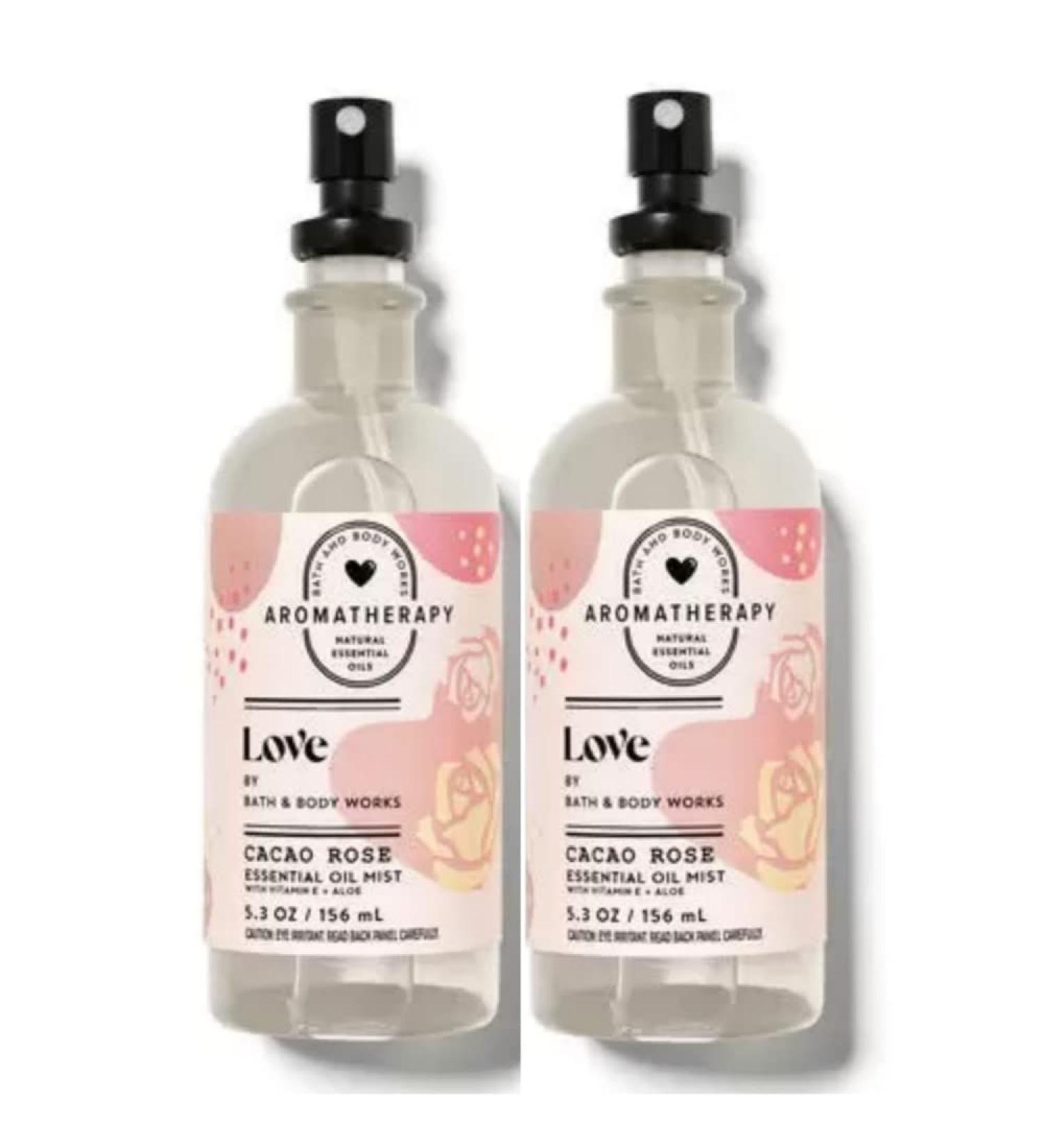 Bath & Body Works Aromatherapy Love Cacao Rose Essential Oil Mist Set 5.50 Fl Oz (Pack of 2)