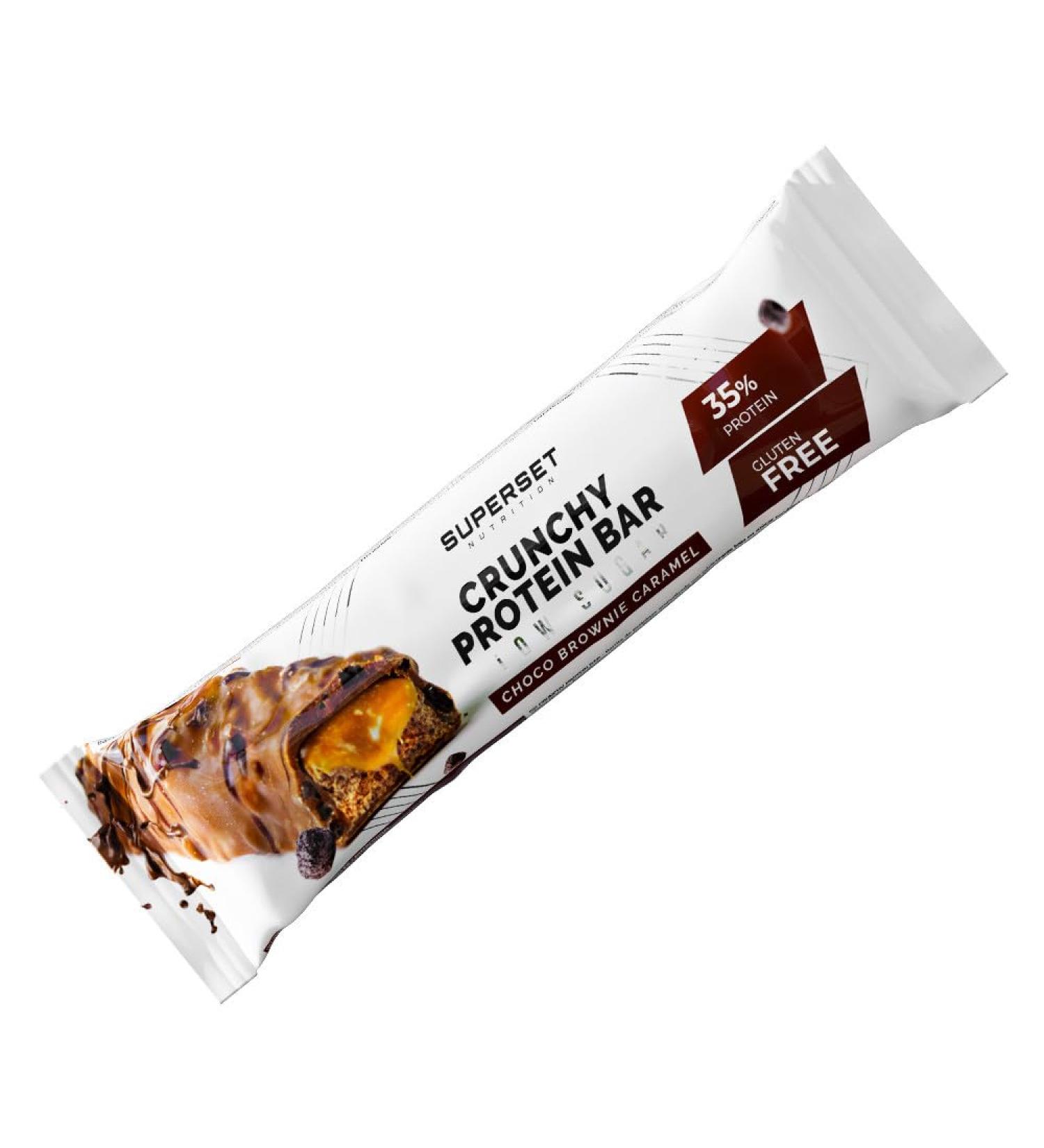 SUPERSET NUTRITION Superset Nutrition - Crunchy Protein Bar (64g) - Protein bars - 34% protein and ultra-gourmet - Chocolate Brownie Caramel - Buy Online on GoSupps.com