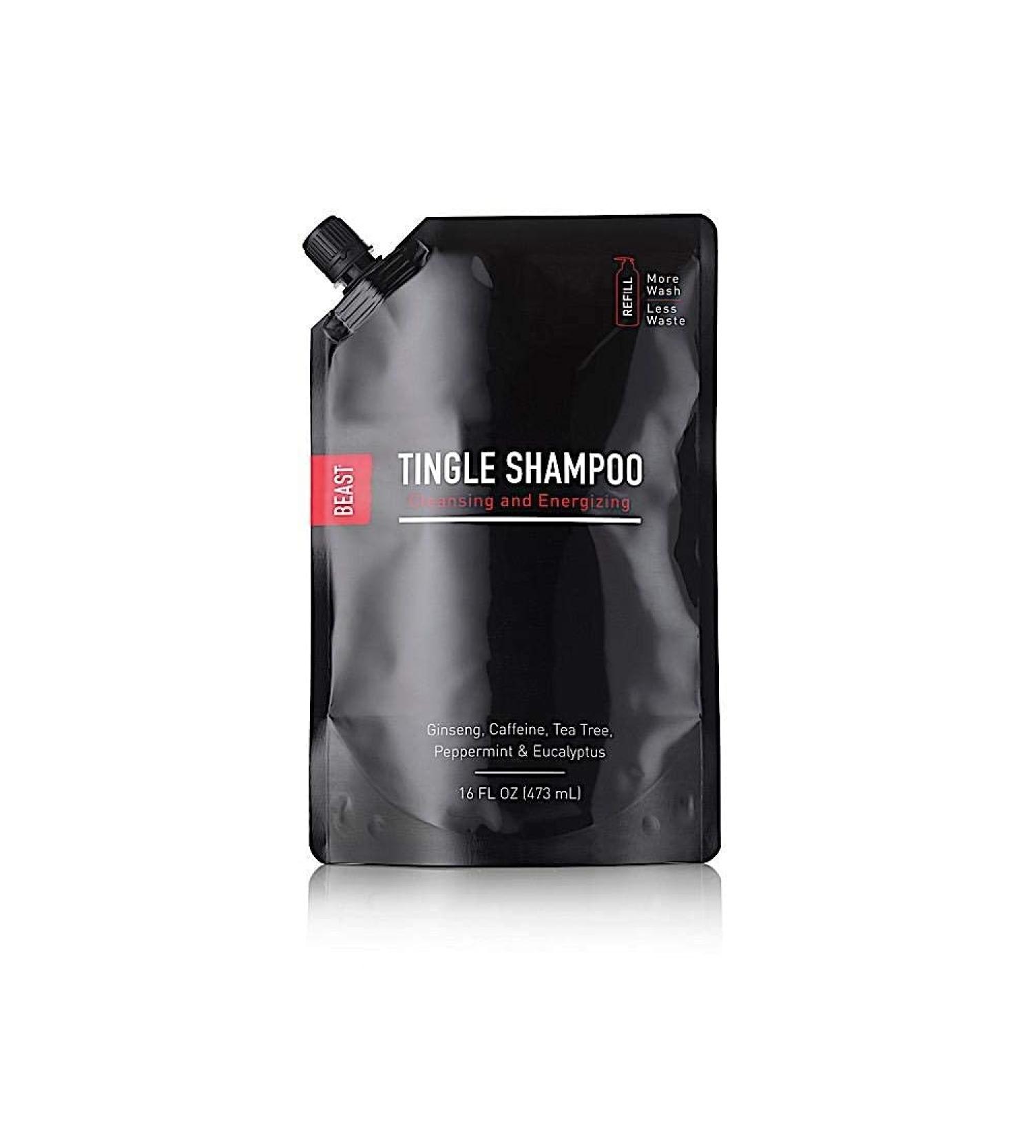Beast Tingle Shampoo Refill Pouch 16oz - Ginseng, Caffeine & Essential Oils - Energizing Cleansing Formula - 16 Fl Oz - Buy Online on GoSupps.com