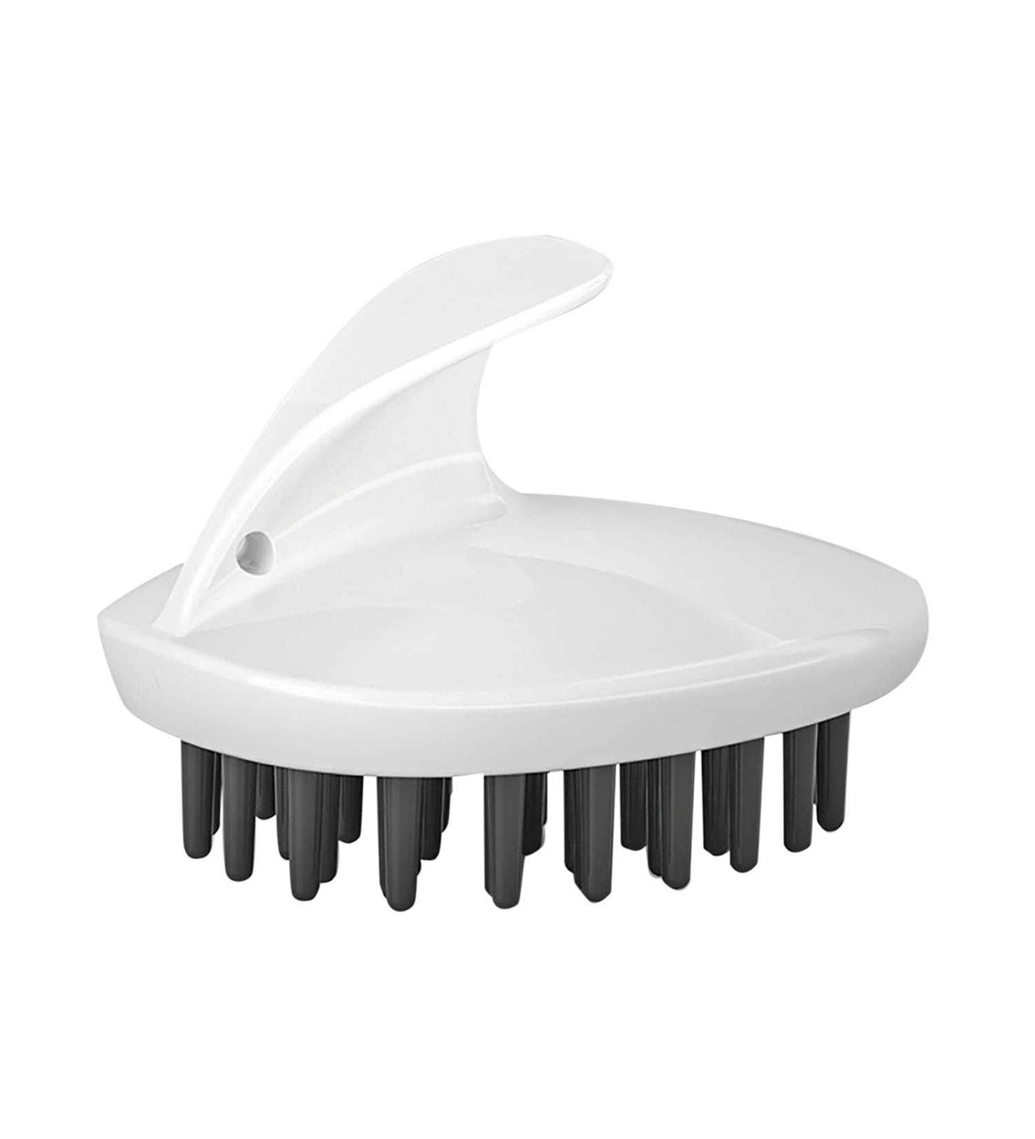 Stay & ME scalp massage brush wet & dry shampoo hair brush for peeling and head massage silicone ridge care hair root stimulates hair growth improves blood circulation (white)