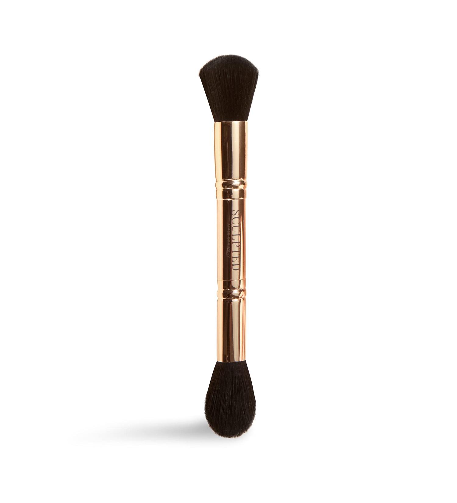 Double-Ended Sculpting Duo Makeup Brush from Sculpted by Aimee - 2 in 1 Cruelty-Free Vegan Bronzer and Highlighter Brush