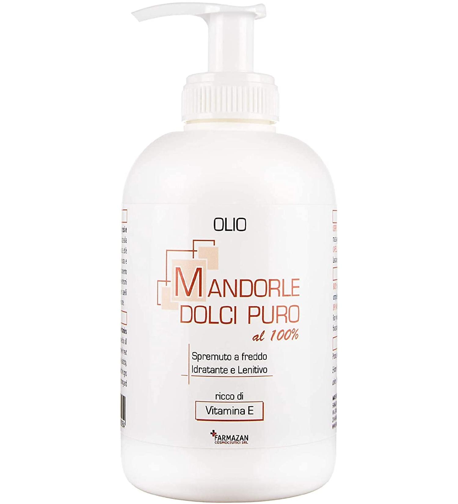 Farmazan - Sweet Almond Oil 100% Pure - 250ml - Cold Pressed - Ideal for Hair Care and Dry Skin - Made in Italy - Buy Online on GoSupps.com