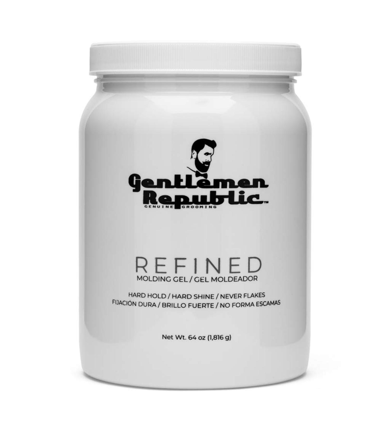 Gentlemen Republic 64oz Grooming Hard Hold & Shine Refined moisture Hair Styling Gel Refined 4 Pound (Pack of 1)