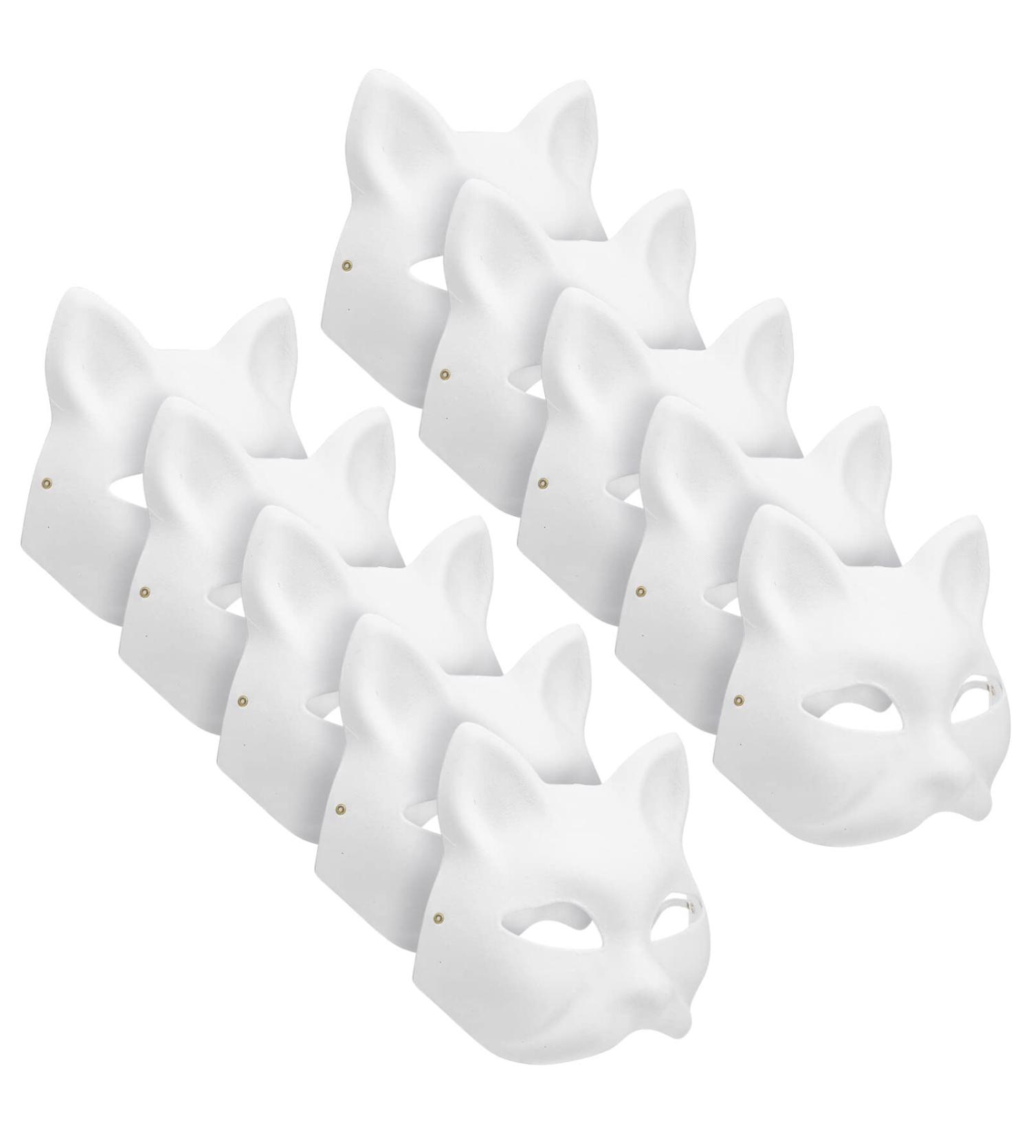 Patkaw 10 STK Cosplay Masks - DIY White Cat Skeleton Masks for Kids | Perfect Party Decor & Gifts - Buy Online on GoSupps.com