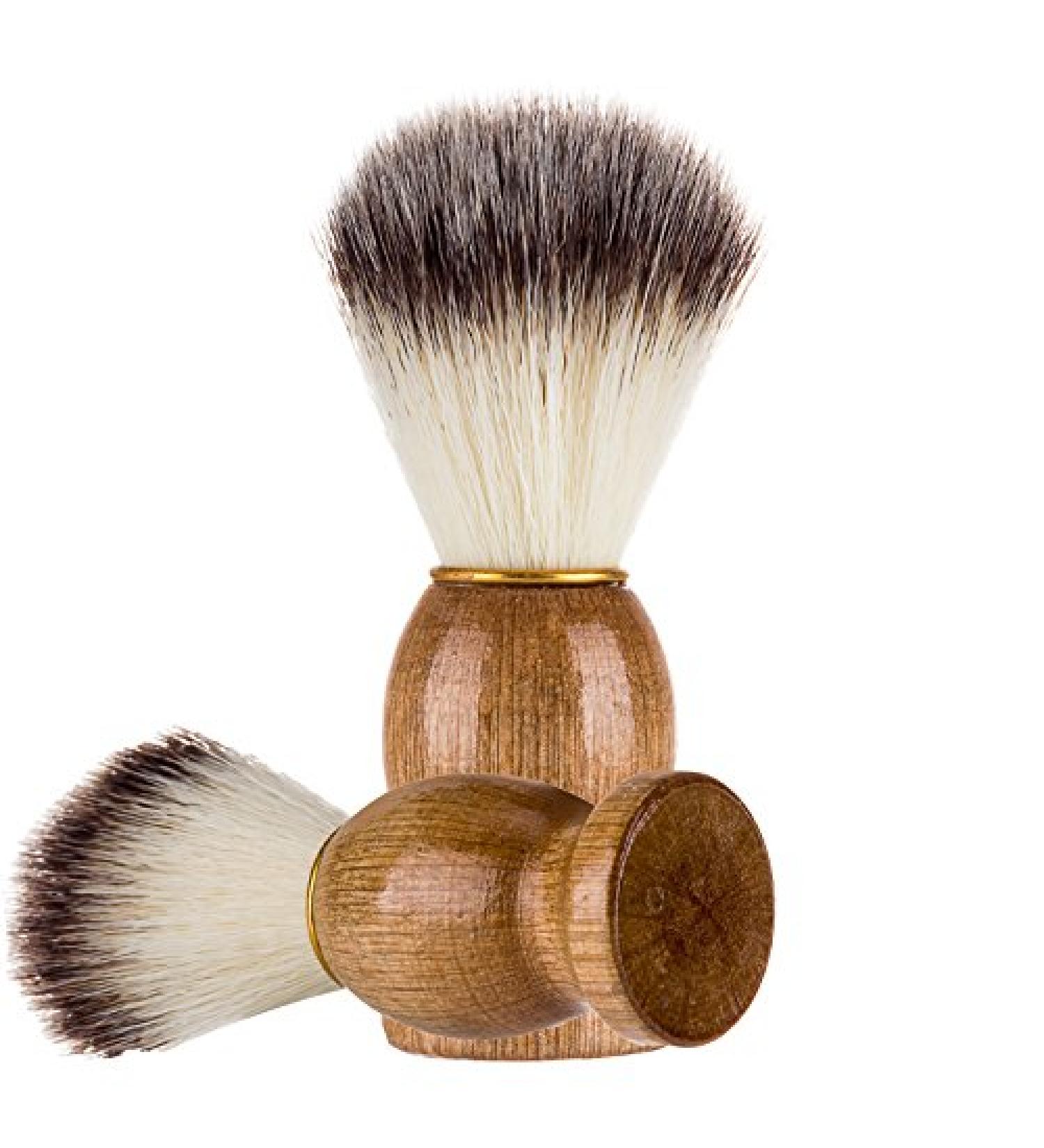 Natural Wooden Beard & Hair Care Set - 2 Piece Men's Shaving Brush for Facial Cleaning & Grooming - Buy Online on GoSupps.com