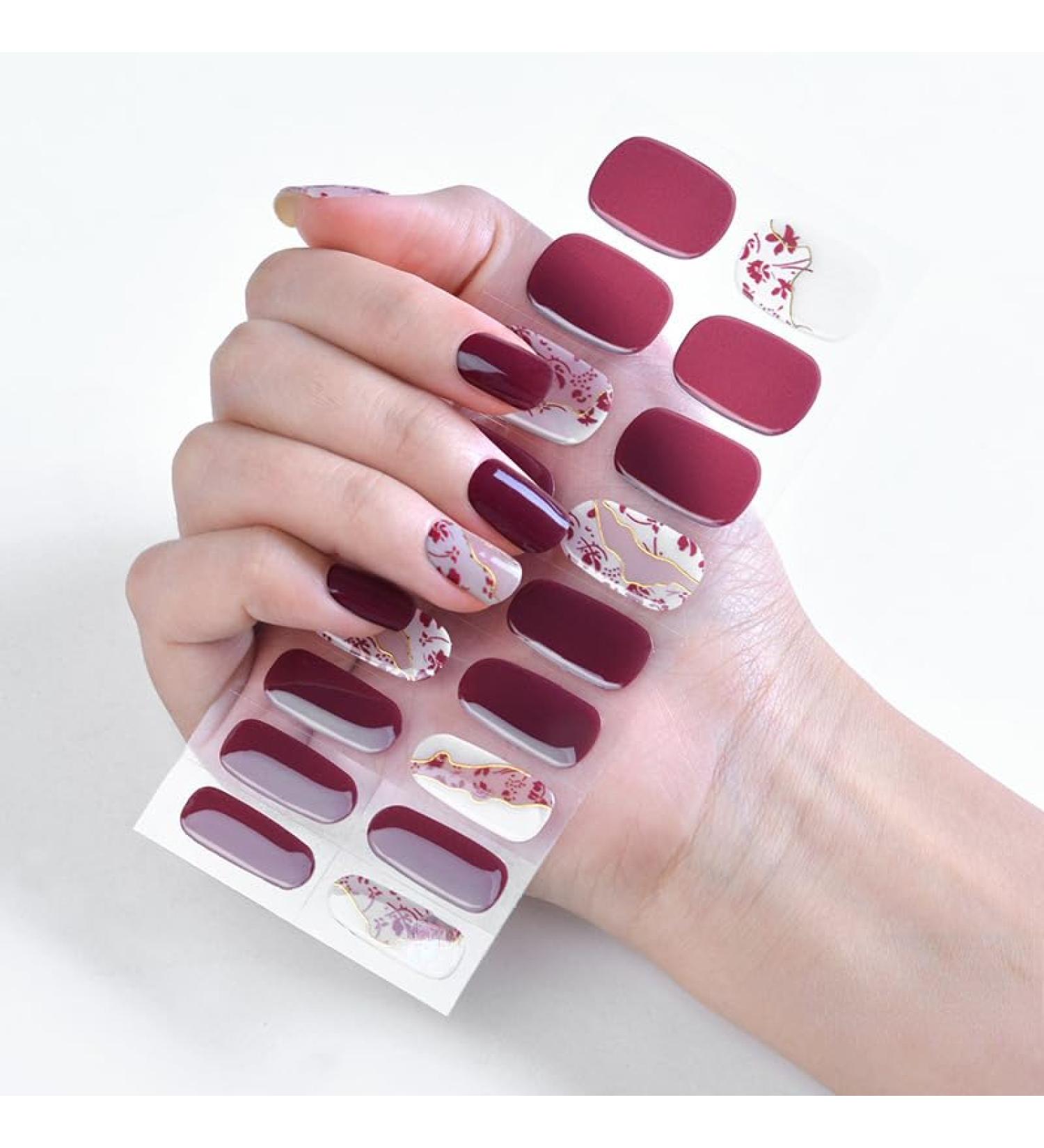 INTEROOKIE Semi cured gel nail sticker Waterproof and durable UV nail sticker sticker Removable and wearable nail sticker (JK297) - Buy Online on GoSupps.com