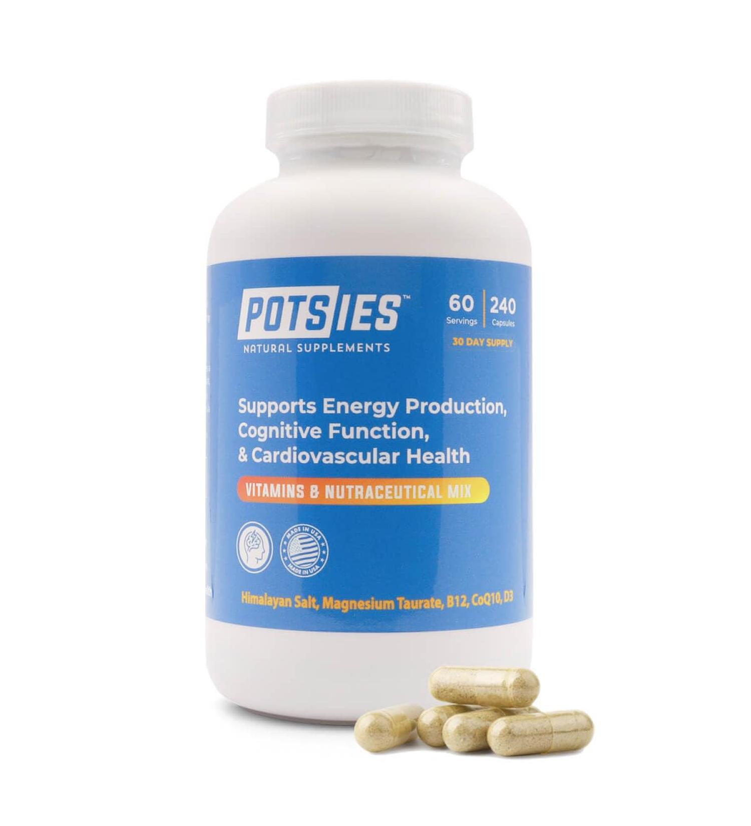 Potsies POTS Supplement Vitamin & Nutraceutical Mix Capsules for Pots Syndrome | POTS Management Essentials | 240 Capsules - 30 Day Supply - Buy Online on GoSupps.com