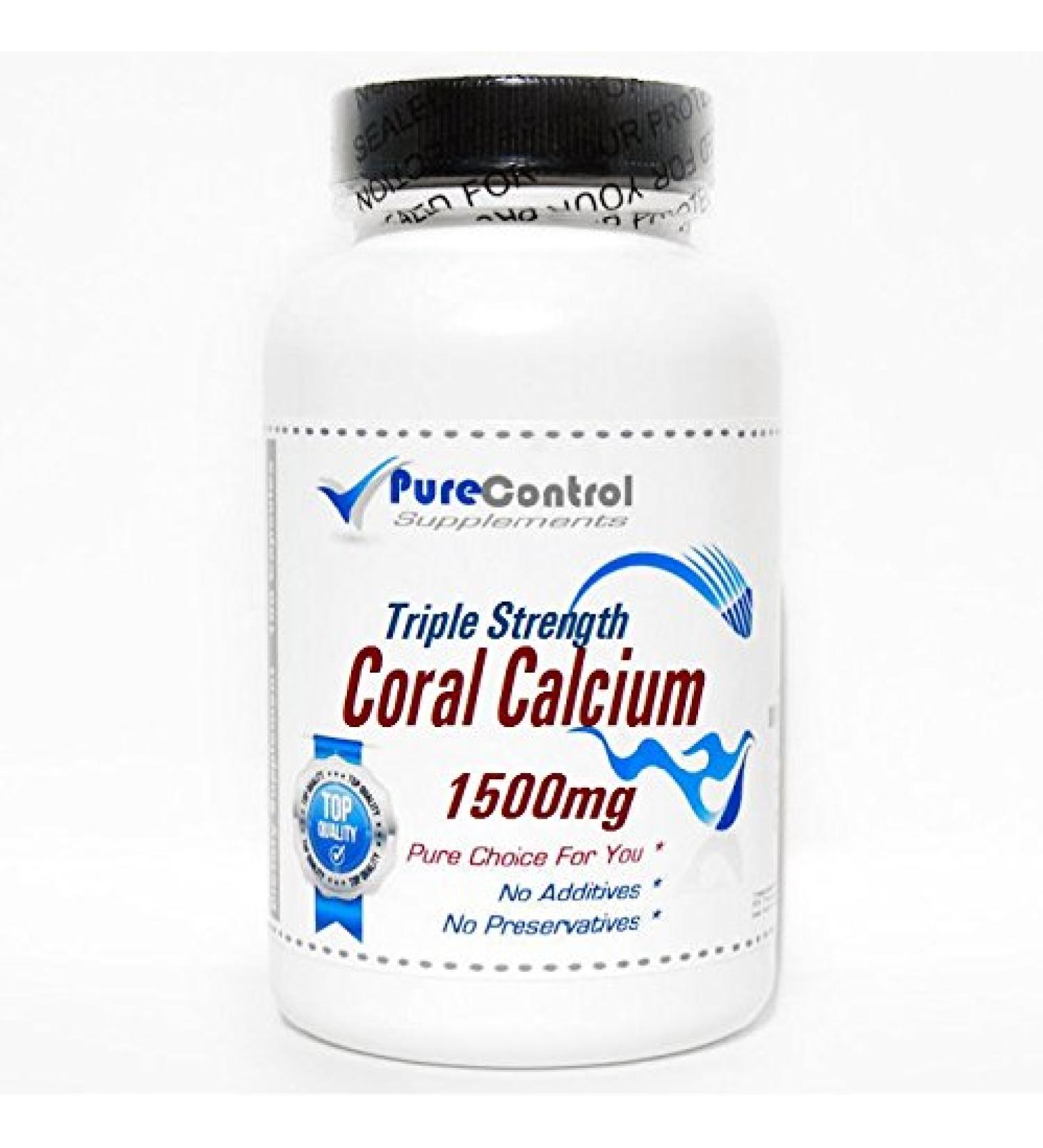 Triple Strength Coral Calcium 1500mg // 200 Capsules // Pure // by PureControl Supplements