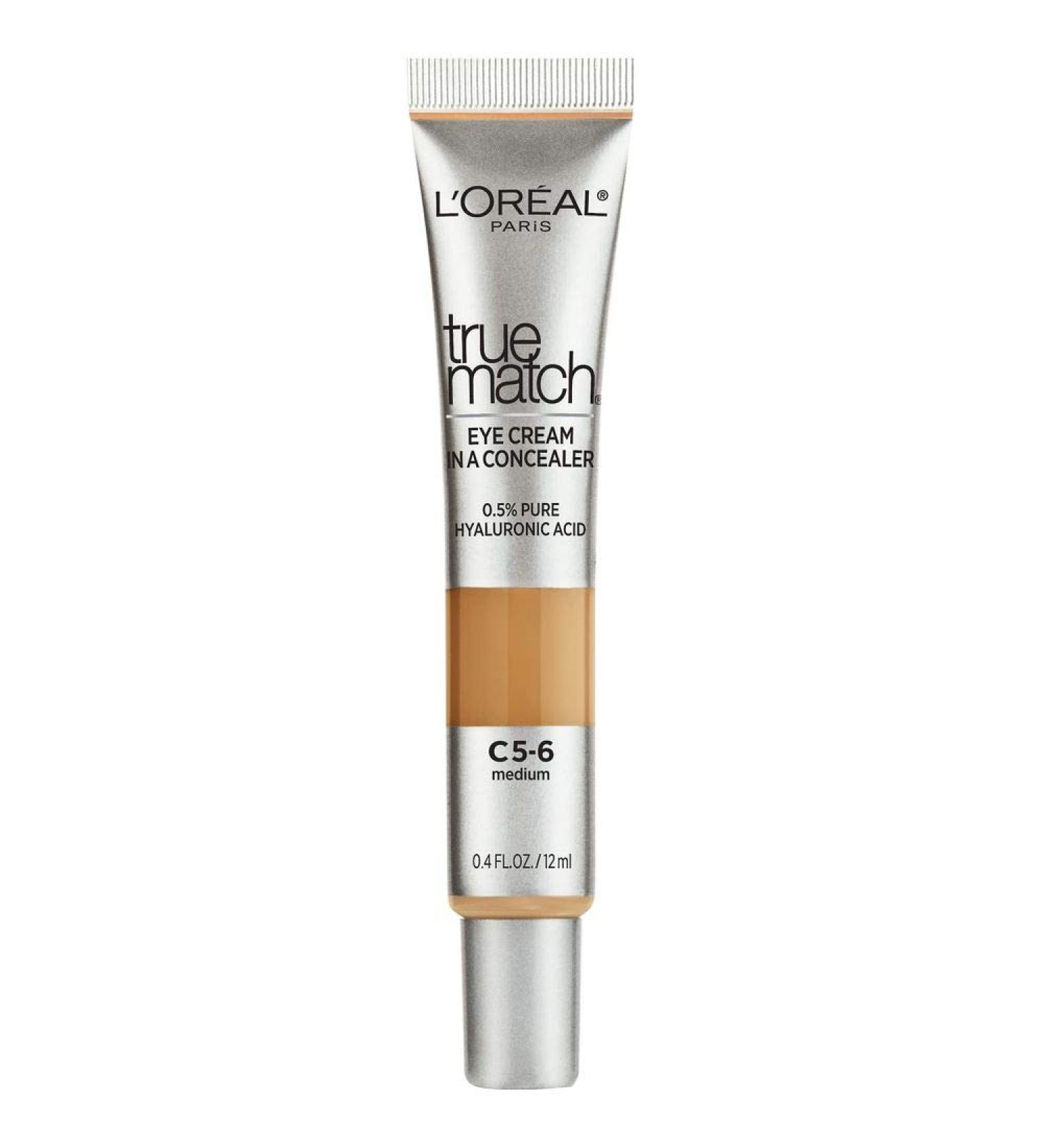 L Or al Paris True Match Eye Cream Concealer | 0.5% Hyaluronic Acid | Medium C5-6 | 0.4 fl. oz. - Best Eye Makeup for All Skin Types - Buy Online on GoSupps.com