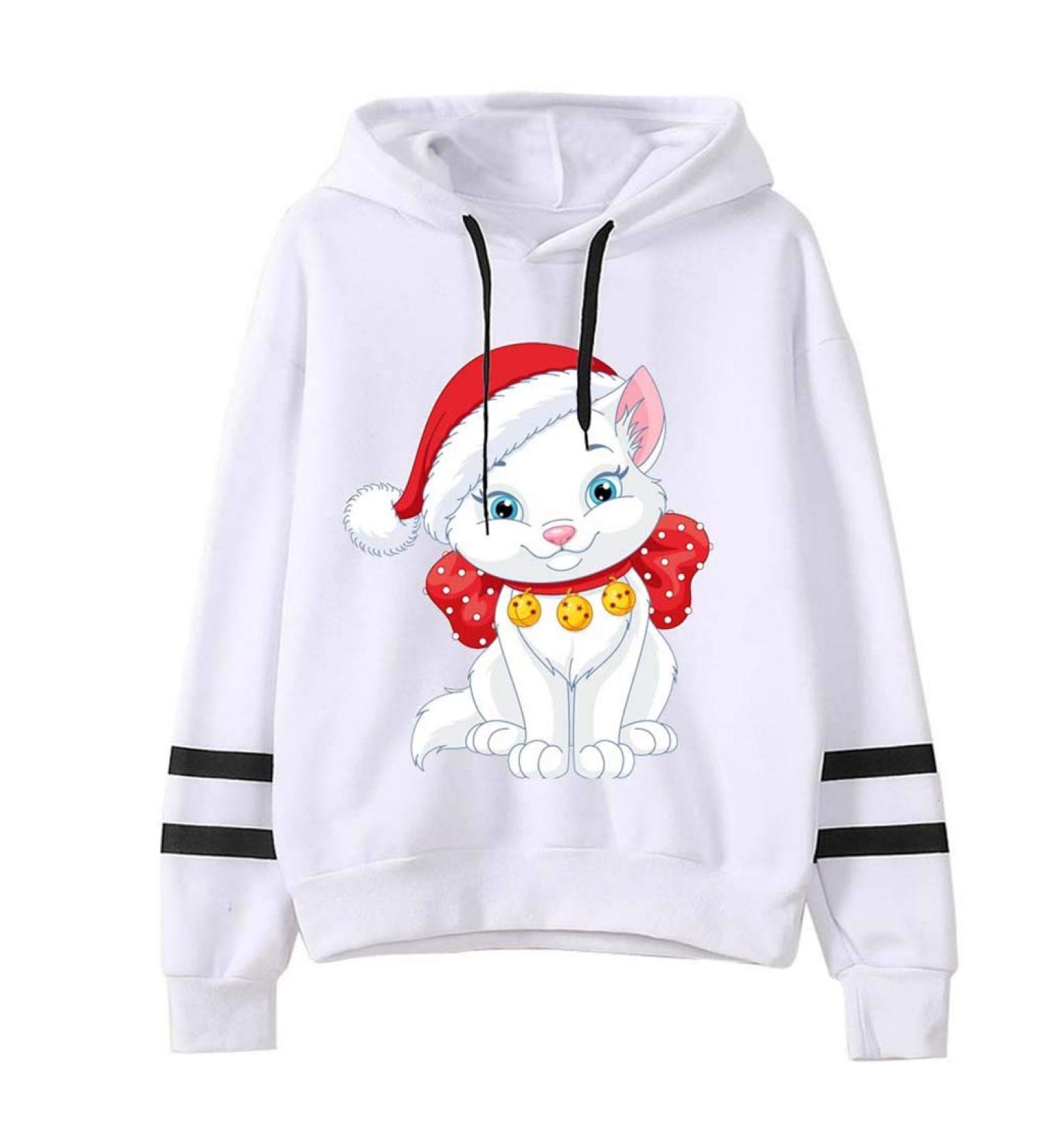 Bigfanshu Womens Tops Christmas Print Hooded Long Sleeves Sweatshirt Pullover Shirt - Buy Online on GoSupps.com