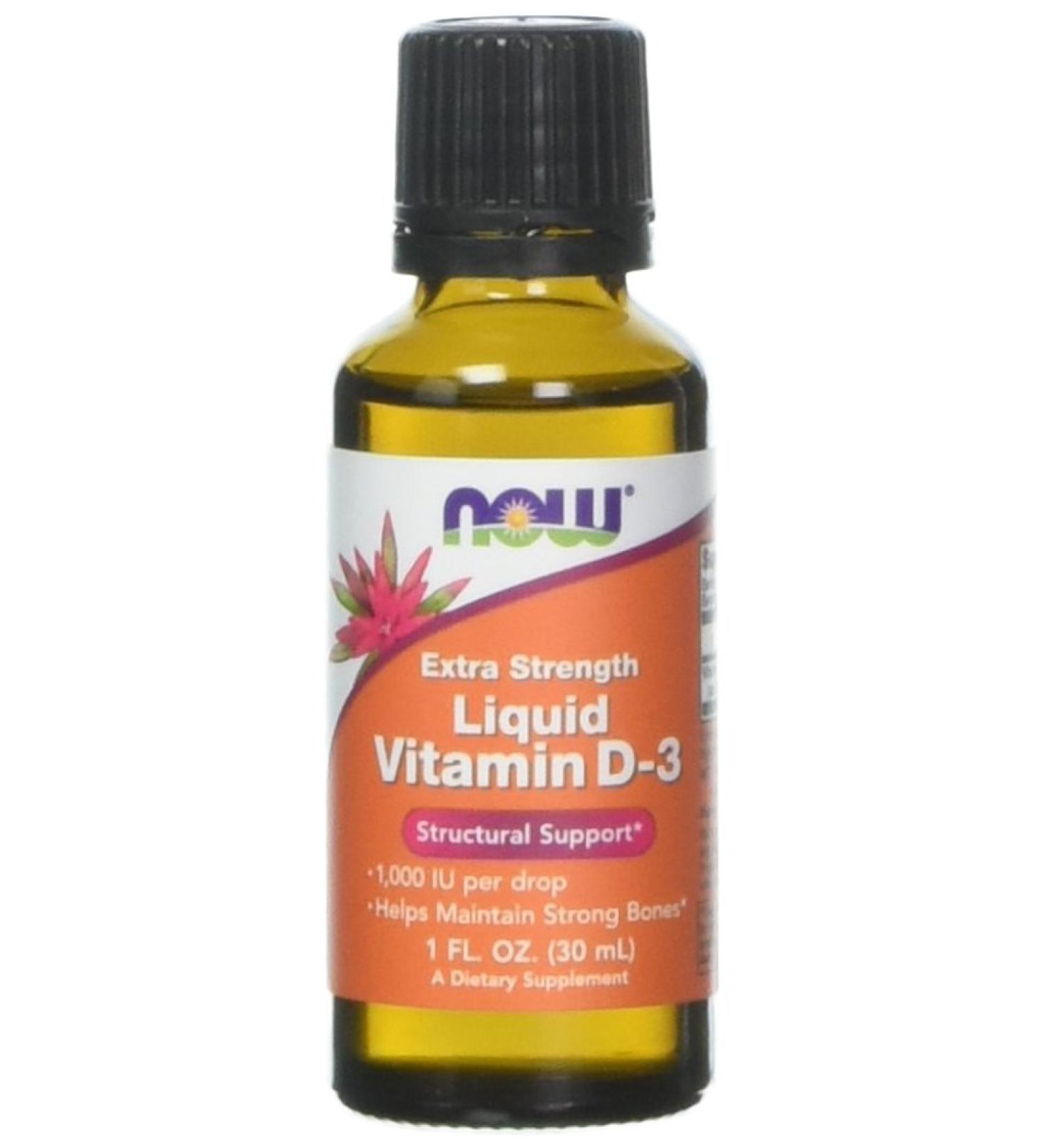 Now Foods Liquid Vitamin D3 Extra Strength 1000 IU - 1 fl oz | Fast Absorbing Formula - Buy Online on GoSupps.com