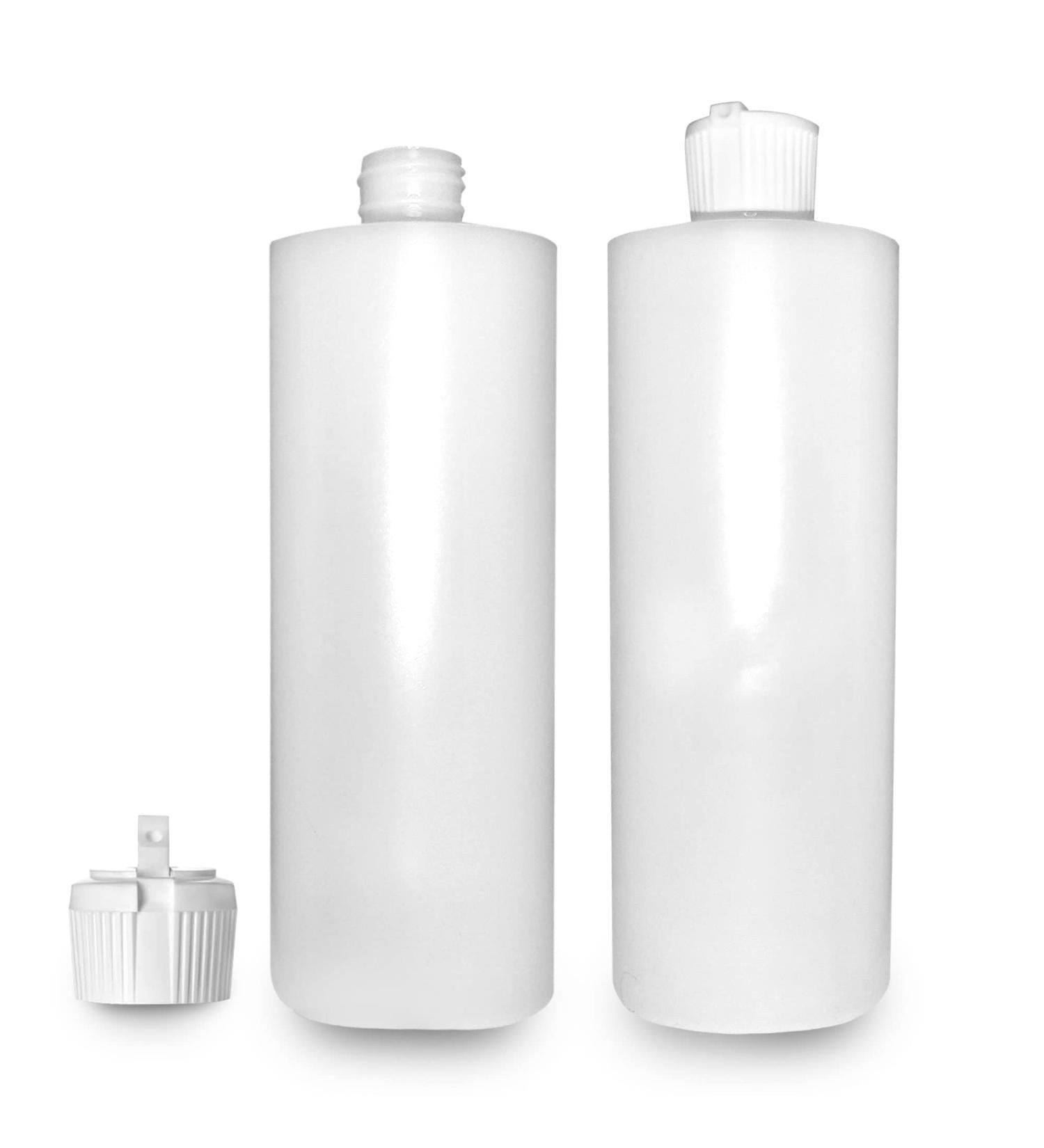 BPA-Free 16 oz 2 Pack Plastic Cylinder Bottles with Flip Top Pour Spout - Refillable & Durable Containers for Liquids, Oils, Lotions, Soaps & More by Romeriza.Inc - Buy Online on GoSupps.com