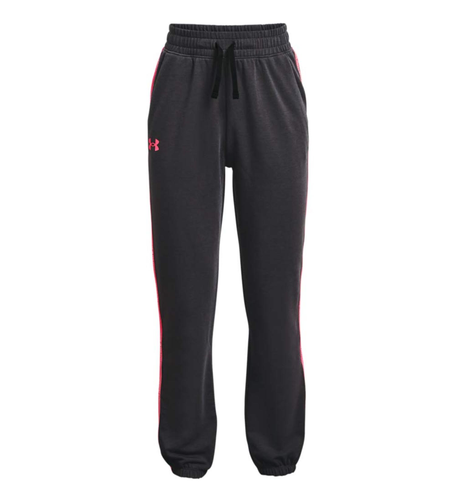 Under Armour Girls' Rival Terry Tapered Pants Black (001)/Cerise Large