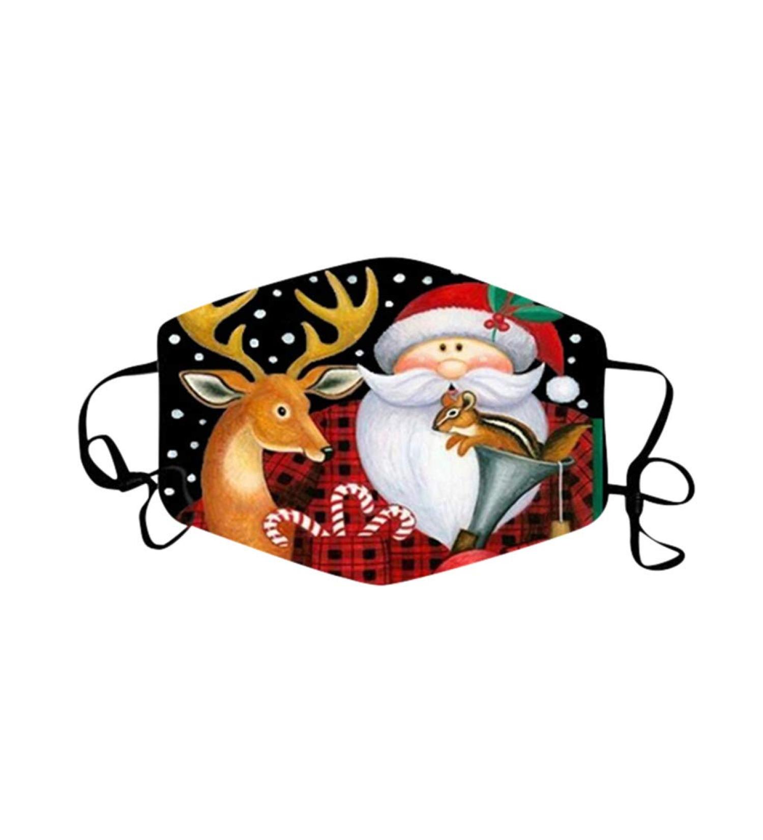 1 Pieces Adults Protect_Cover_Mask Washable Reusable Christmas Print With Filter Pocket Adjustable Earloops (J) - Buy Online on GoSupps.com