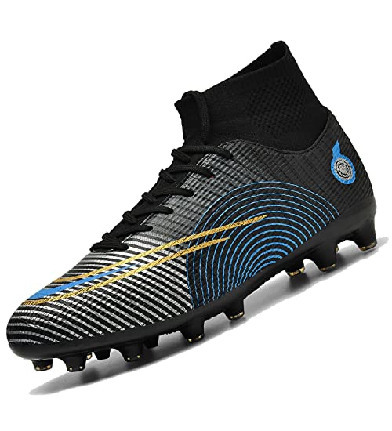 Beyondjuff Men's Soccer Cleats - Outdoor Turf Shoes, Youth Football Boots, Firm Ground Athletic Sneakers - Black 8.5 - Buy Online on GoSupps.com