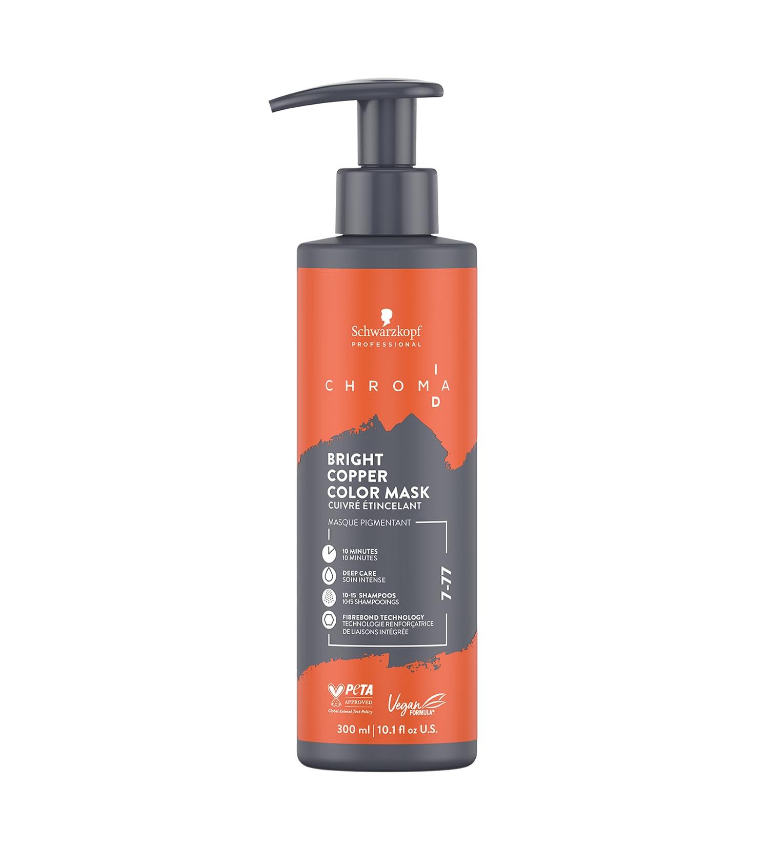 Schwarzkopf Professional CHROMA ID Semi Permanent Color Mask Mix Tone Color System Refreshing Toning Intense Care Deep Conditioning Vegan Formula 7-77 Shiny Copper 300 ml - Buy Online on GoSupps.com