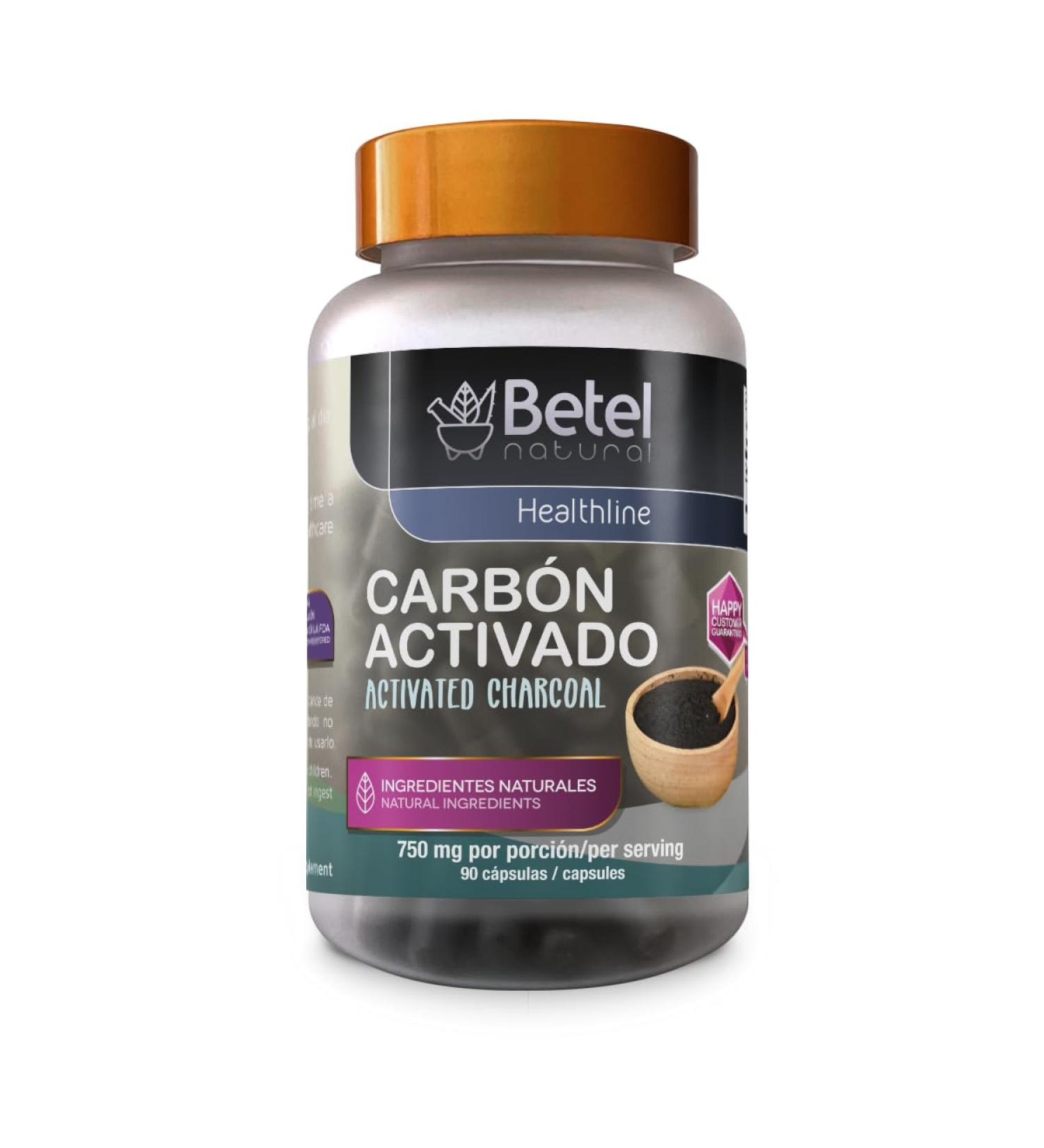 Betel Natural Carbon Activado Capsulas - Activated Charcoal 90 Capsules