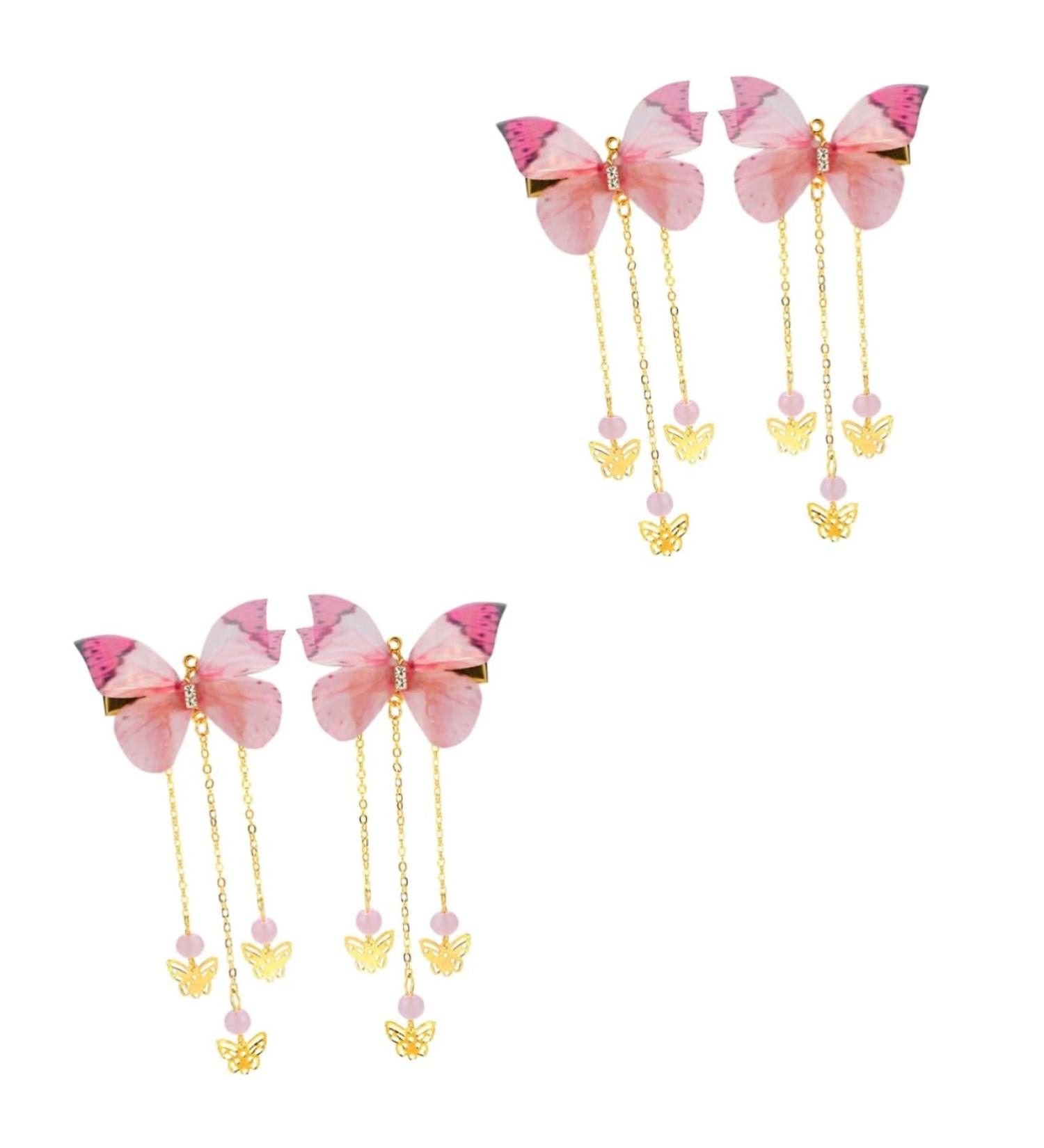 Beaupretty 2 Pairs hanfu butterfly headdress hairpin with tassel metallic hair clips tassel hair clips kids hair accessories for girls long tassel hair barrettes child alloy Costume decorate - Buy Online on GoSupps.com