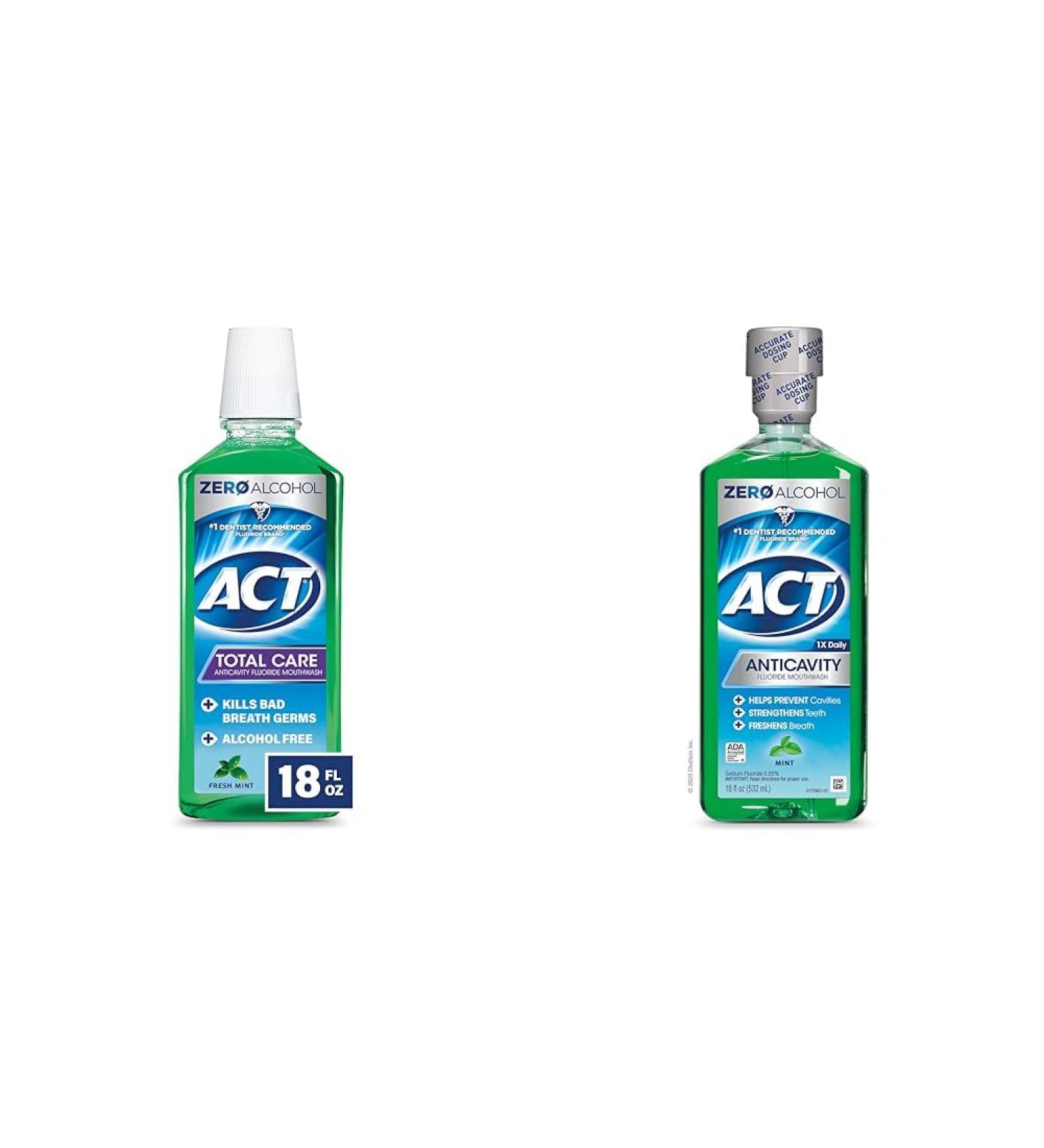 ACT Total Care Zero Alcohol Anticavity Fluoride Mouthwash 18 fl. oz. & ACT Anticavity Zero Alcohol Fluoride Mouthwash 18 fl. oz. Bundle - Buy Online on GoSupps.com