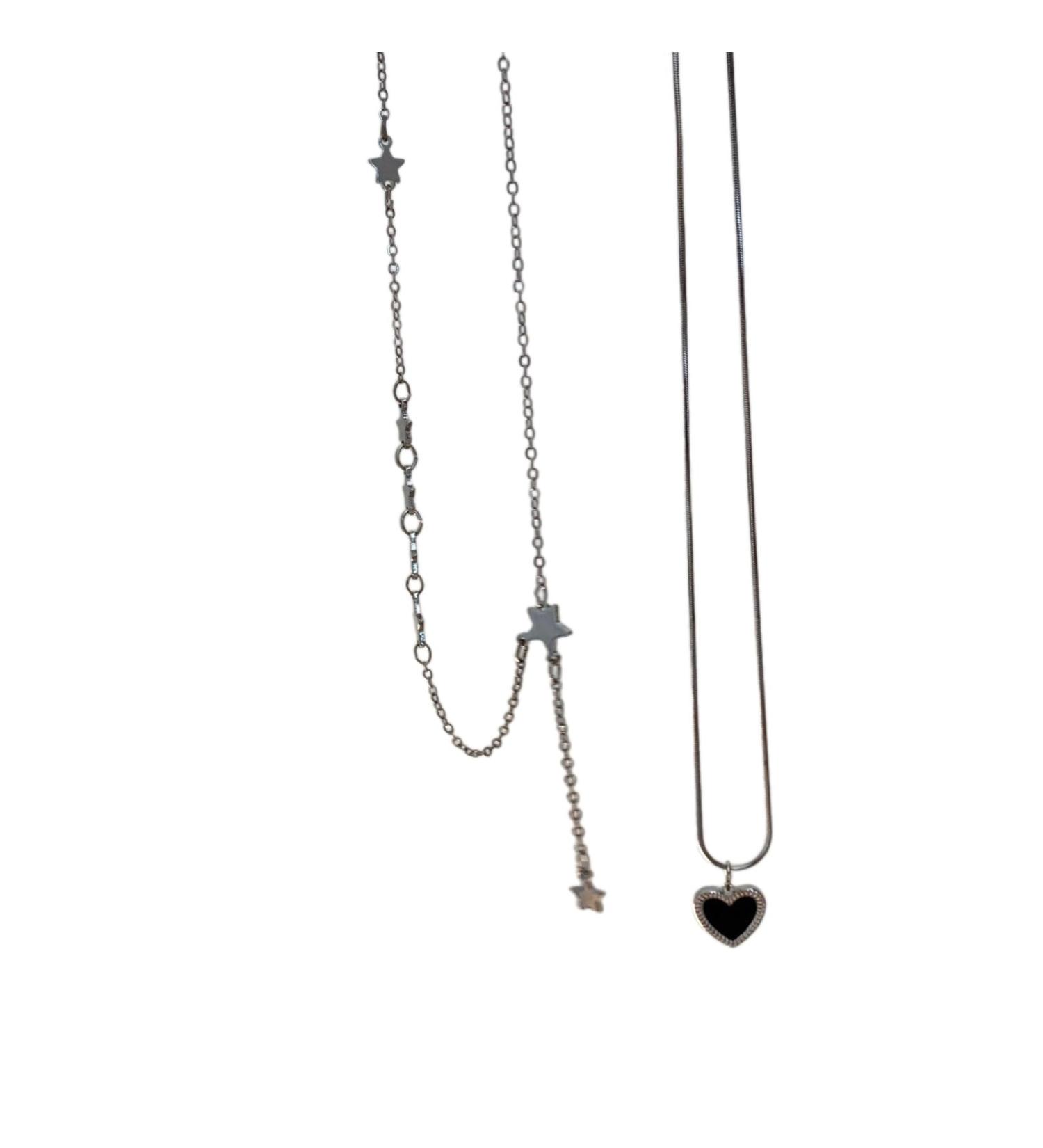 Stylish Star & Heart Necklace Set | Oralgo | Shimmering Zirconia Jewelry for Every Occasion - Buy Online on GoSupps.com