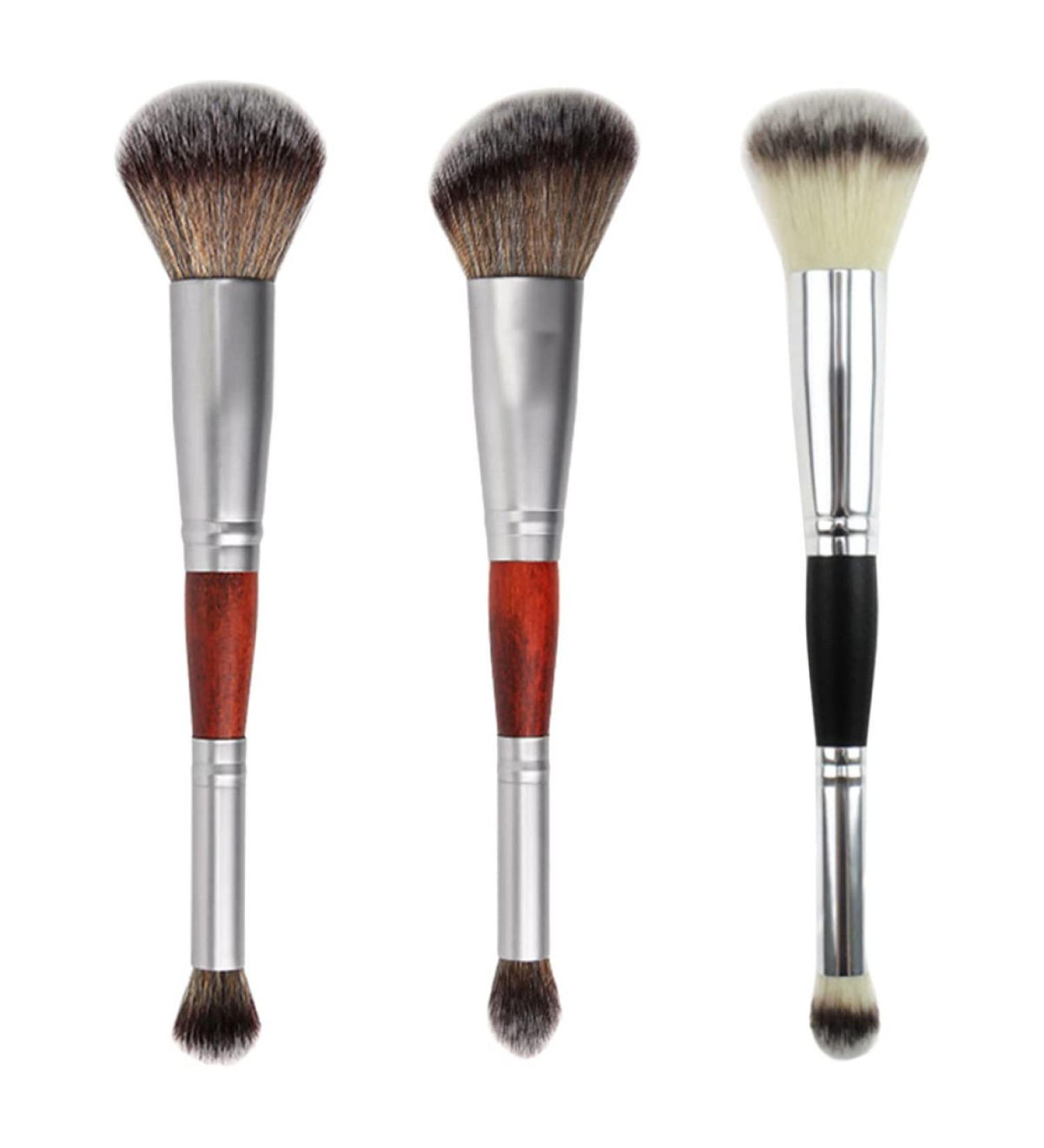Hemoton 3pcs Double-ended Makeup Brush Blush Brush Cosmetic Supplies Makeup Blush Make up Kit Wooden Handle - Buy Online on GoSupps.com