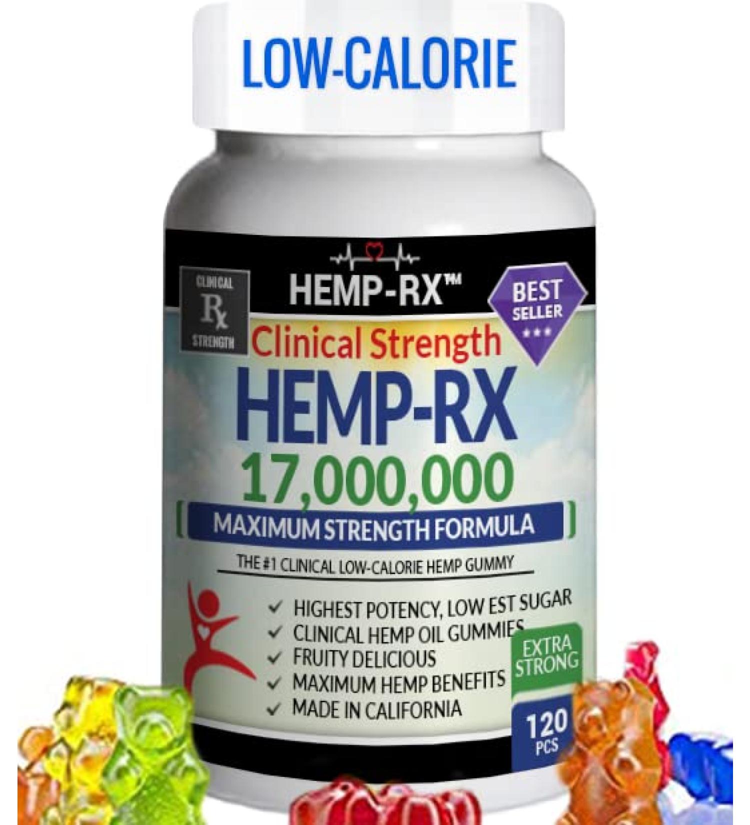 Gummies for Pain Anxiety Stress & Inflammation - 120 Pieces Low Calorie - 17 000 000 Clinical Strength - Natural Premium Oil Extract - Gummy Bears with Organic Oil - Infused Supplement - Buy Online on GoSupps.com