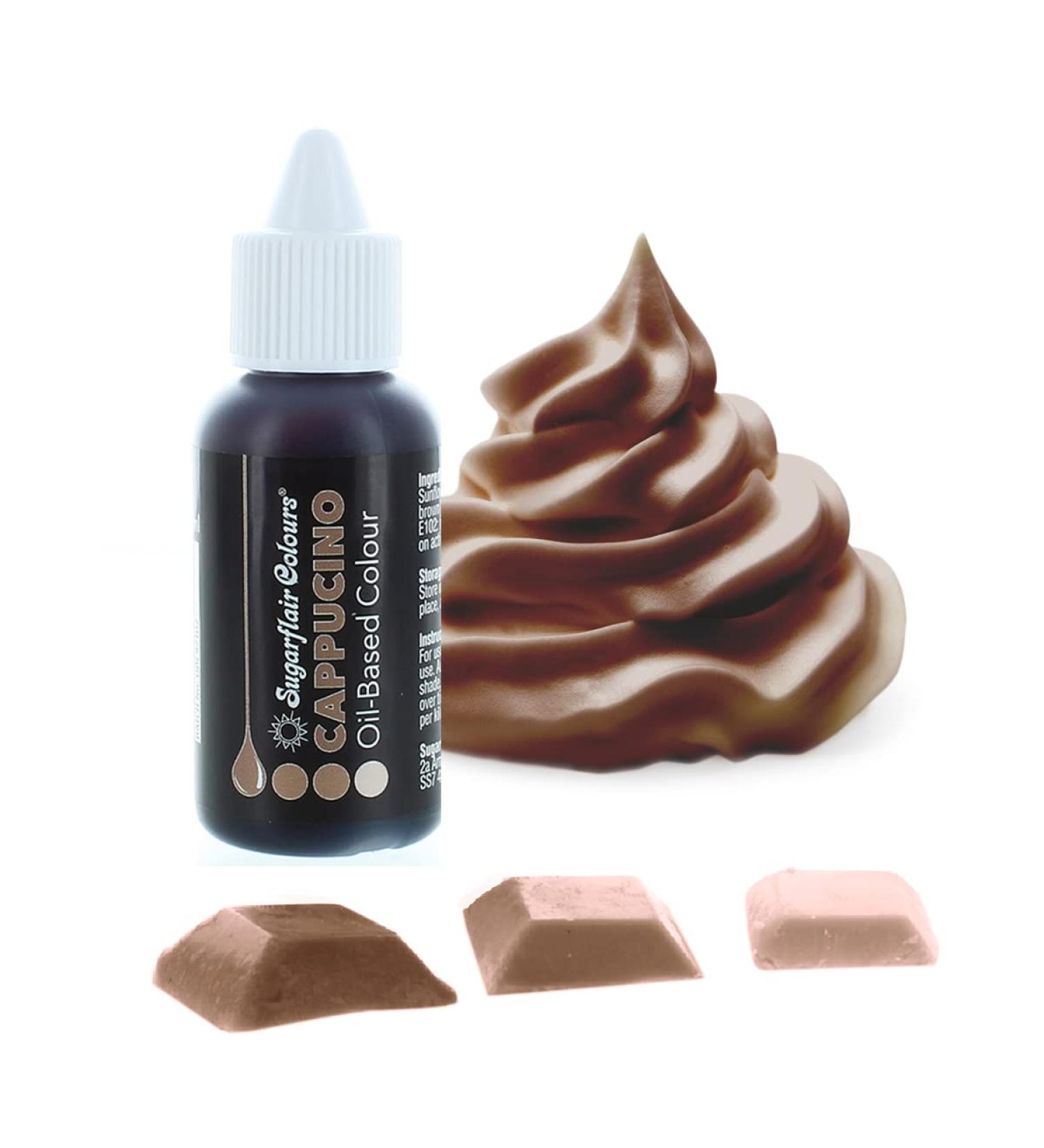 Sugarflair Cappucino Brown Oil Based Food Colouring 30ml - Highly Concentrated for High Fat Foods - Ideal for Icing, Buttercream, Chocolate & More - Buy Online on GoSupps.com