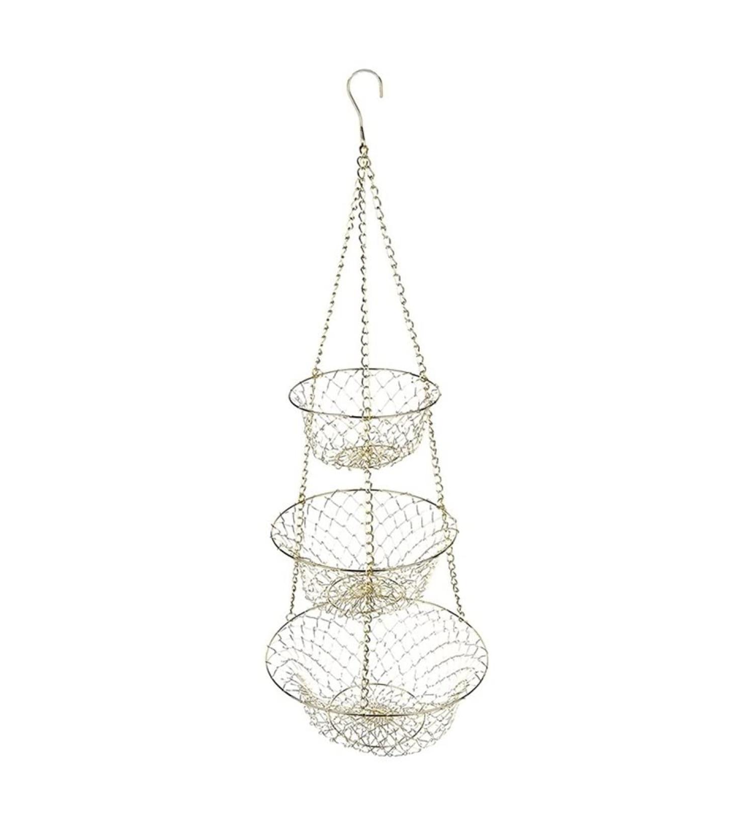 Fruit Basket Fruit Bowl 3 Tier Fruit Basket Vegetable Kitchen Storage Basket Chain Hanging Space Saving Fruits Plants Storage Basket Fruit Dish (Color : Gold) - Buy Online on GoSupps.com