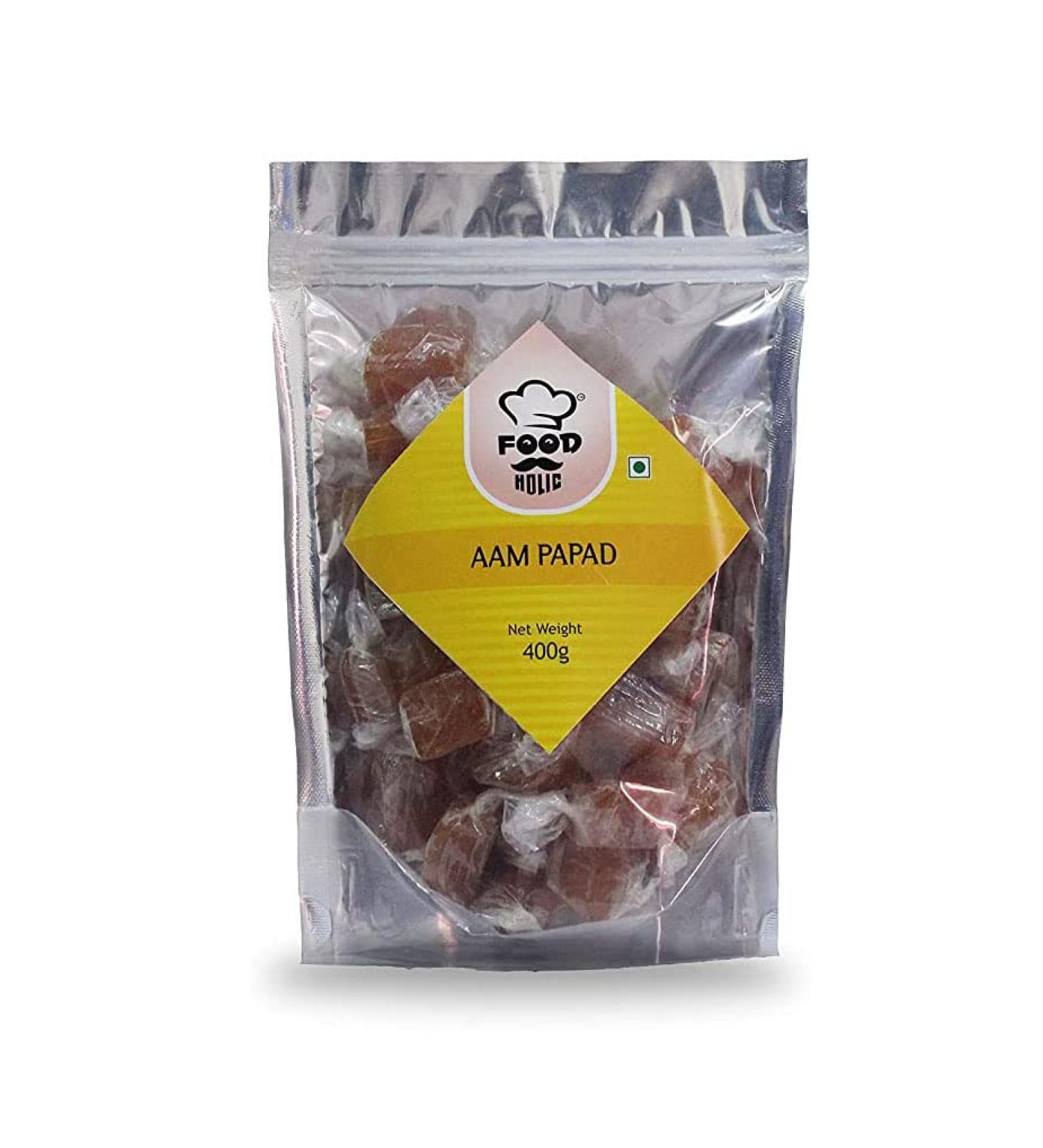 Foodholic Aam papad Premium Khatta Mitha Aam Papad Slice Bar (400 Gm)_Packing May Vary - Buy Online on GoSupps.com