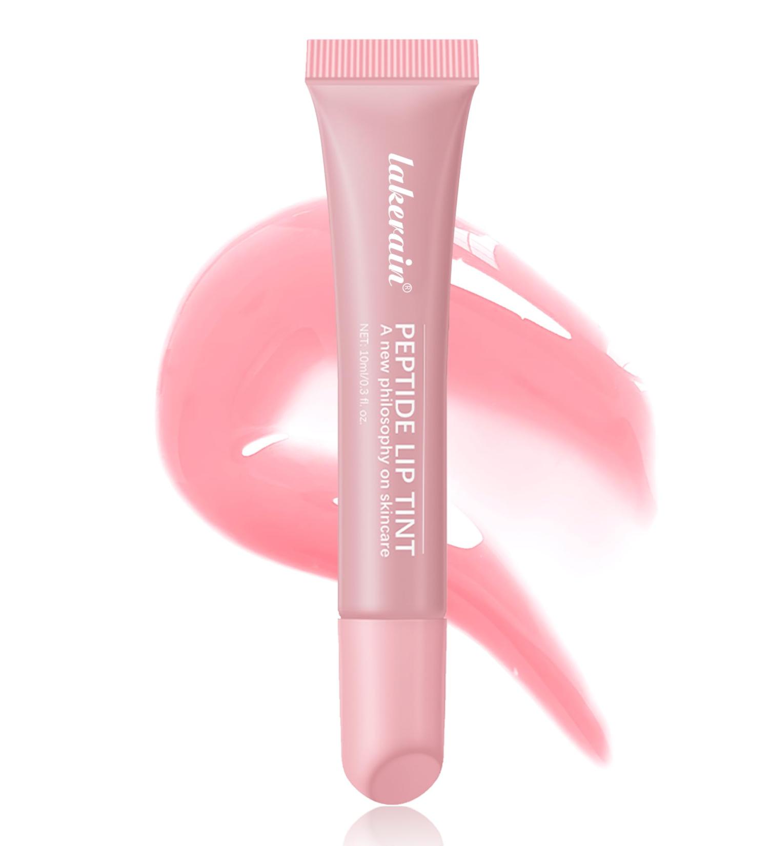 Tinted Lip Balm-1Pcs Pink Peptide Hydrating Lip Tint Moisturizer Jelly Lip Treatment Balm Non-Stick Lip Care Glow Reviver Lip Oil Yummy Glowy Lip Gloss Christmas Makeup Gift for Women-01 #01pure Pink - Buy Online on GoSupps.com