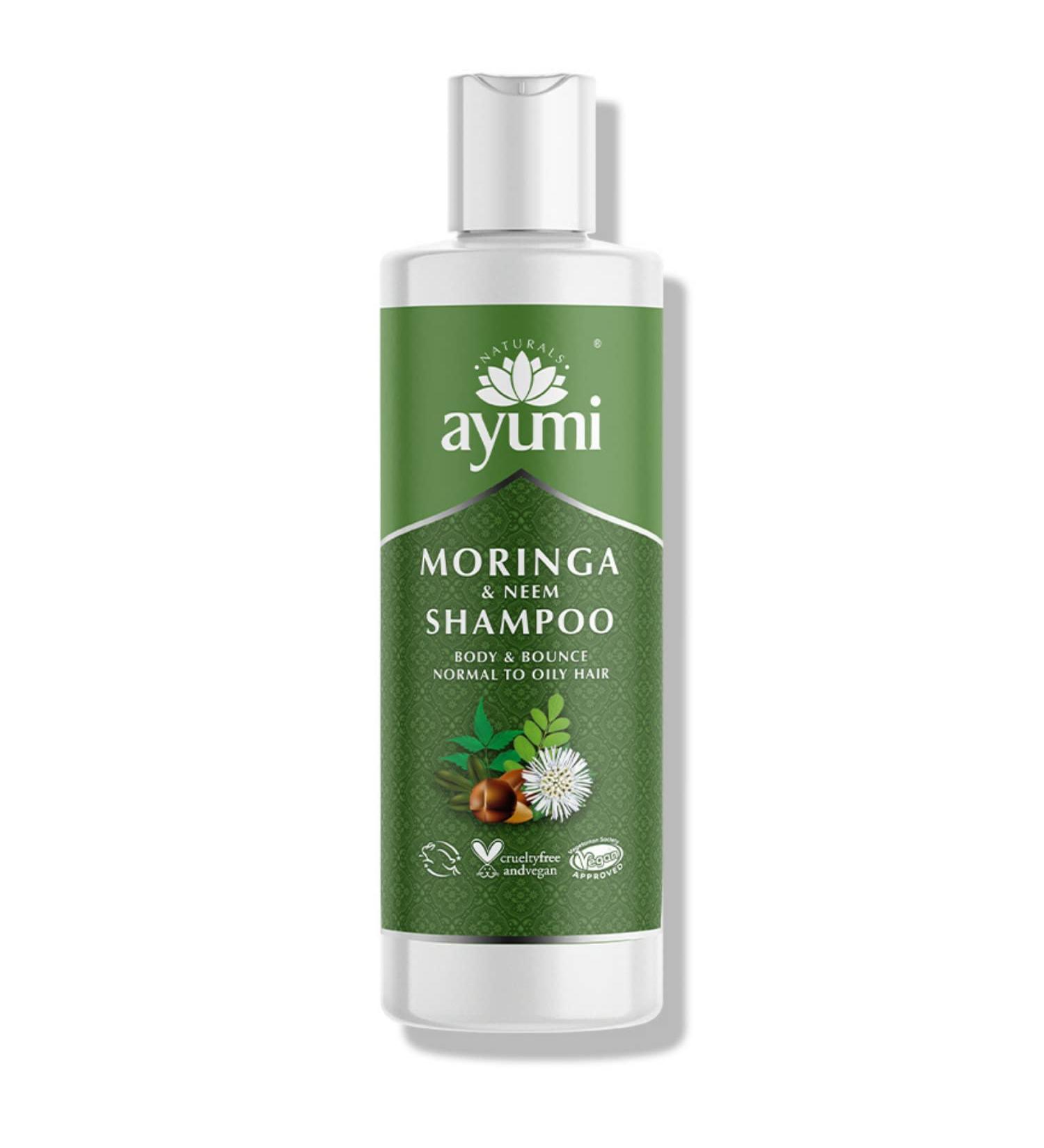 Ayumi Moringa & Neem Shampoo | Anti-Dandruff Shampoo | Tea Tree Shampoo | Bio-Active Botanical Extracts of Shikakai Amla Bhringaraj & Vitamin B5 | For Itchy & Oily Hair | 8.8 Fl Oz. 8.8 Fl Oz (Pack of 1)