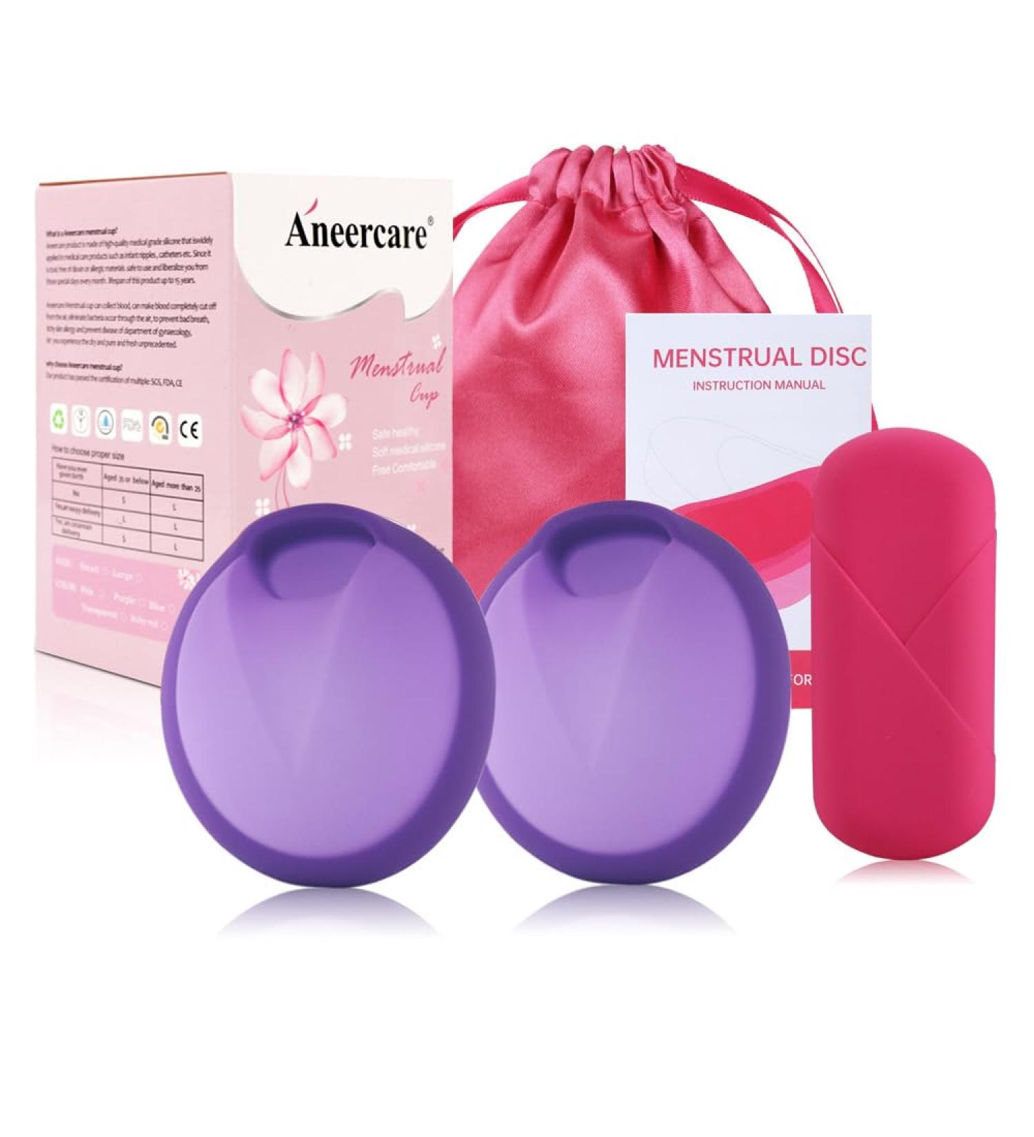 Cliunt Menstrual Disc Set - Leak-Proof Silicone Cups (Size S+L) for Swimming & Sports - Purple - Buy Online on GoSupps.com