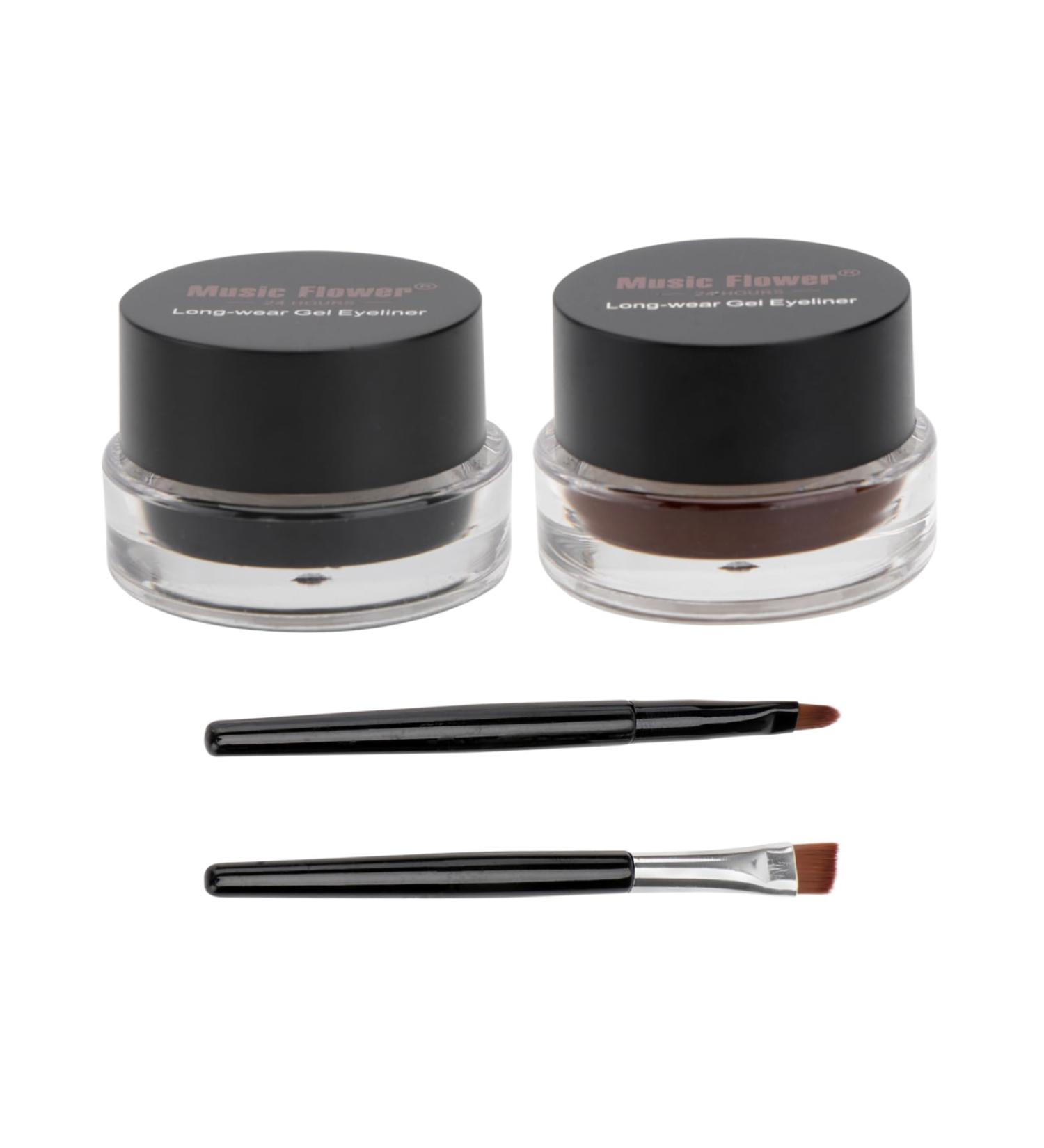 Mikinona Dark Brown Eyeliner 2pcs Black Waterproof Eyeliner Black Eyeliner Pencils Eye Shadow Cream Eyeshadow Lasting Gel - Buy Online on GoSupps.com