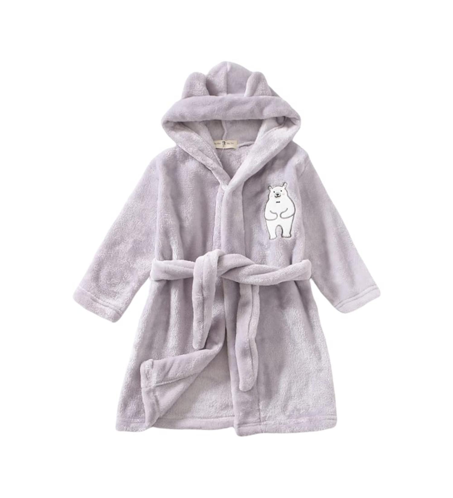 Miyanuby Soft Flannel Baby Hoodie Bathrobe for 1-2 Years | Polar Bear Gray | Perfect Gift for Boys & Girls - Buy Online on GoSupps.com