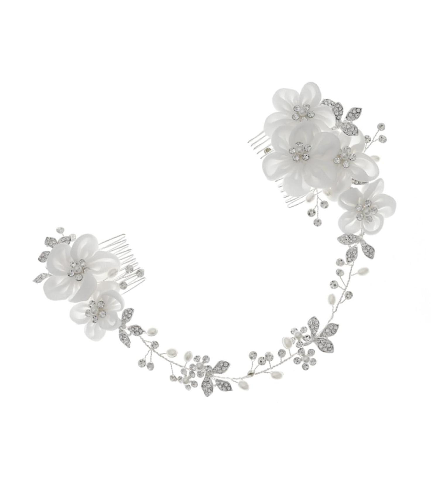 MAGICLULU Chiffon Comb Veil Hair Combs The Flowers European and American Handmade Hair Combs Bridal Headdress Bridal Comb Tiara Accessories Wedding Bride - Buy Online on GoSupps.com