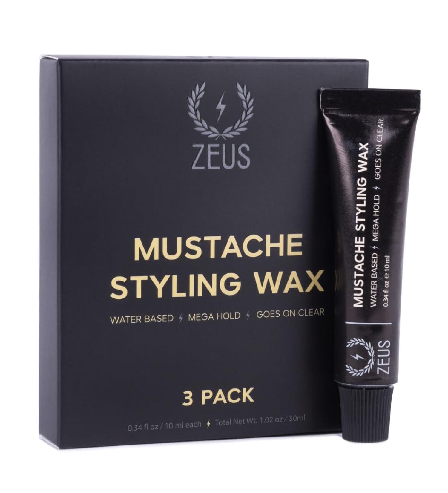 ZEUS Mustache Styling Wax - Mega Hold Water Based Moustache Wax for Men - 3 Pack | International Shipping Available - Buy Online on GoSupps.com