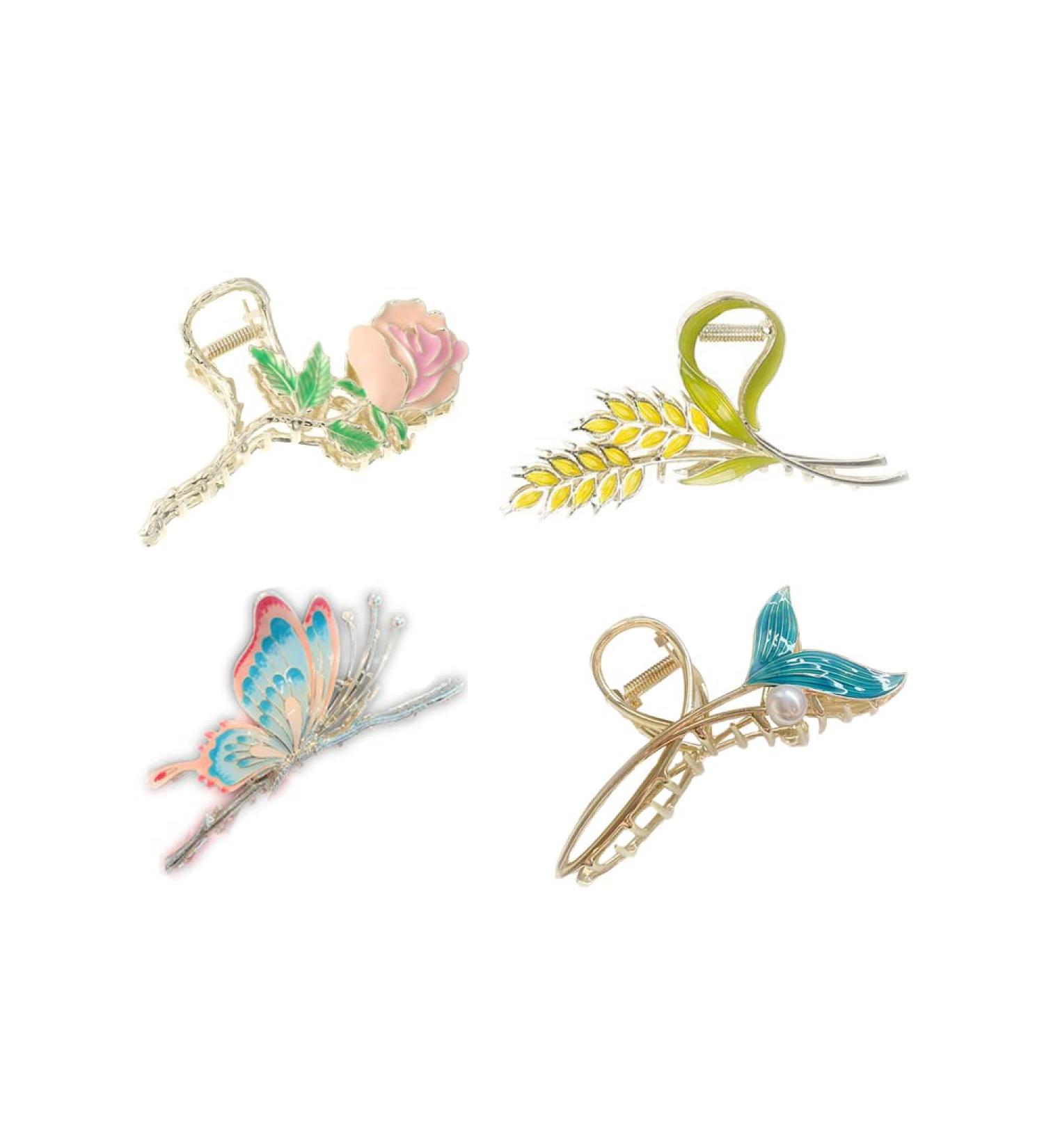 4 PACKS Rose Flower Large Hair Claw Clips for Women Girls - Non Slip Strong Hold Metal Jaw Clips - Hair Barrettes for Thick Thin Curly Hair - Tulips Style B Pink - Buy Online on GoSupps.com