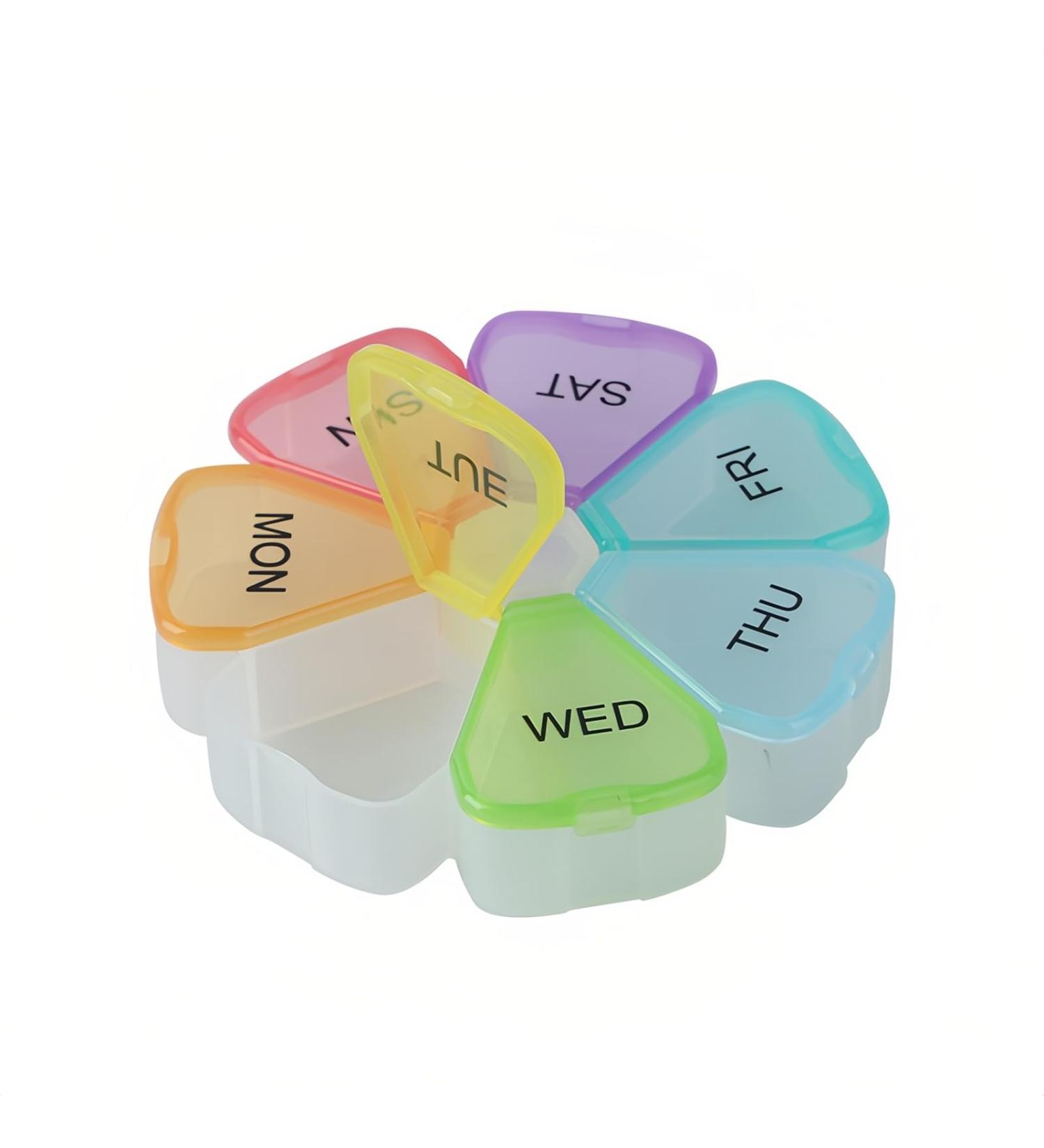 Portable Pill Organizer Box | Colorful 7-Day Vitamins Storage | Moisture-Proof Mini Compartments for Cod Liver Oil & More - Buy Online on GoSupps.com