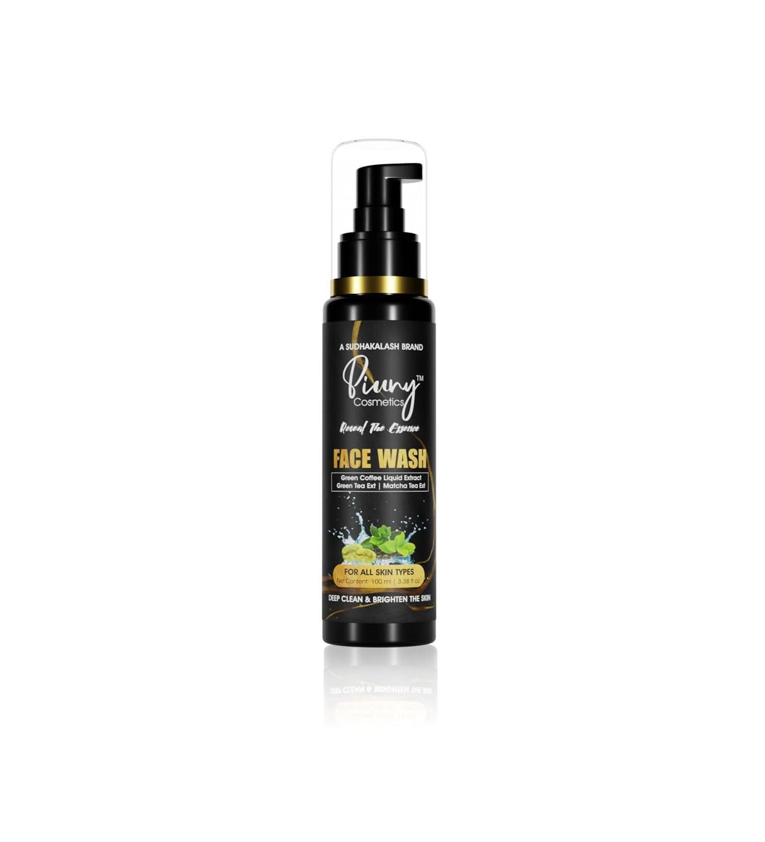 PIUNY Cosmetics Green Tea Face Wash - All Natural Aloe Vera Cleanser for Deep Hydration & Nourishing Care | Moisturizing for All Skin Types - 100ml - Buy Online on GoSupps.com