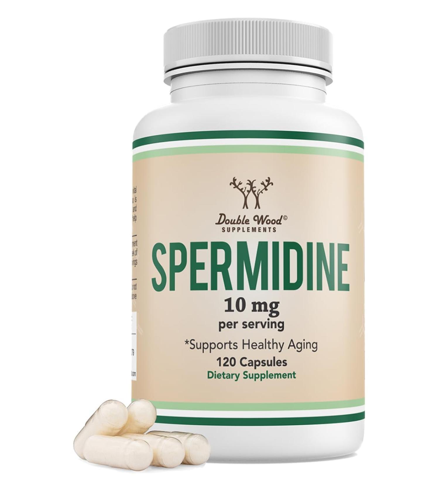 Spermidine Supplement (10mg of 99% Spermidine 3HCL - Third Party Tested) 120 Capsules - Over 100x More Potent Than Wheat Germ Extract for Cell Membrane Telomere Health and Aging by Double Wood - Buy Online on GoSupps.com
